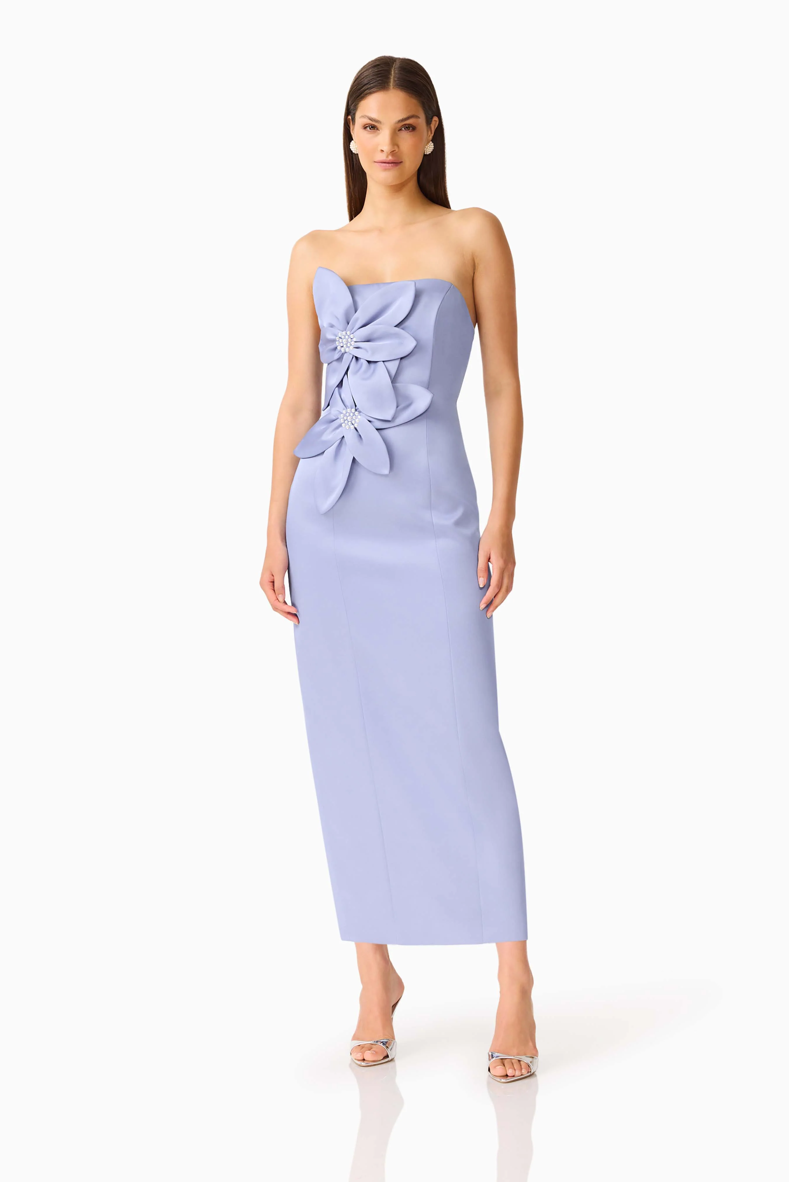 Lunelle Column Midi Dress in Stone Blue