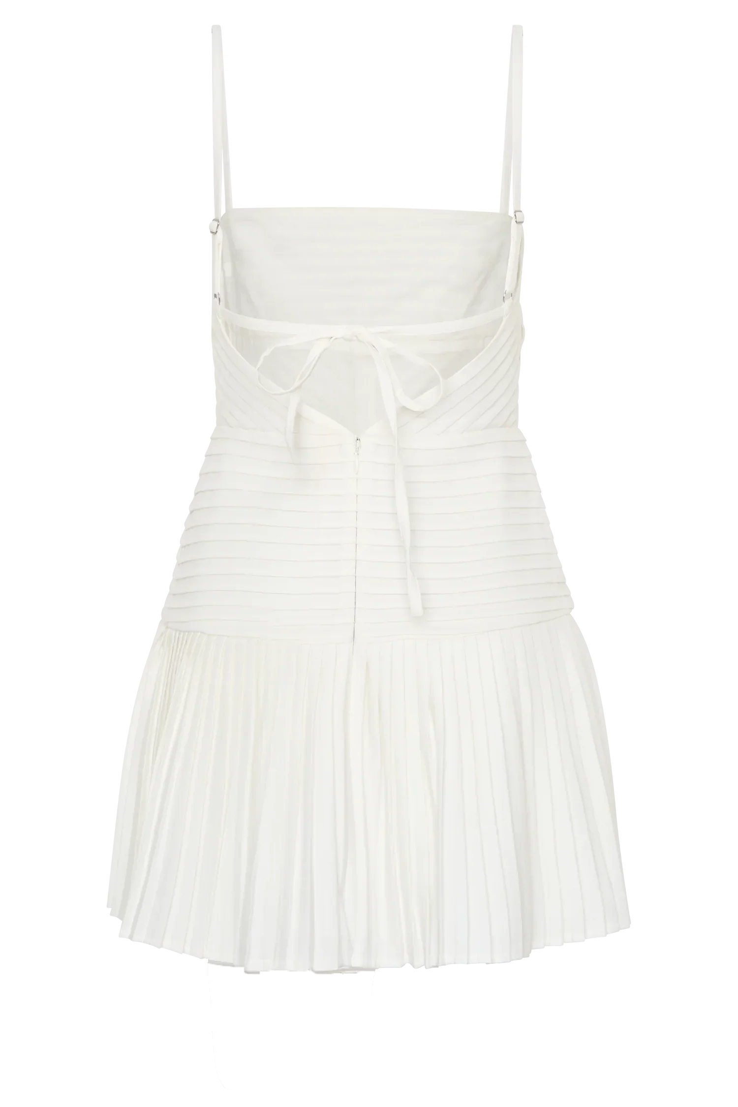 Rylee Multi Pleat Mini Dress - White - luluinthesky