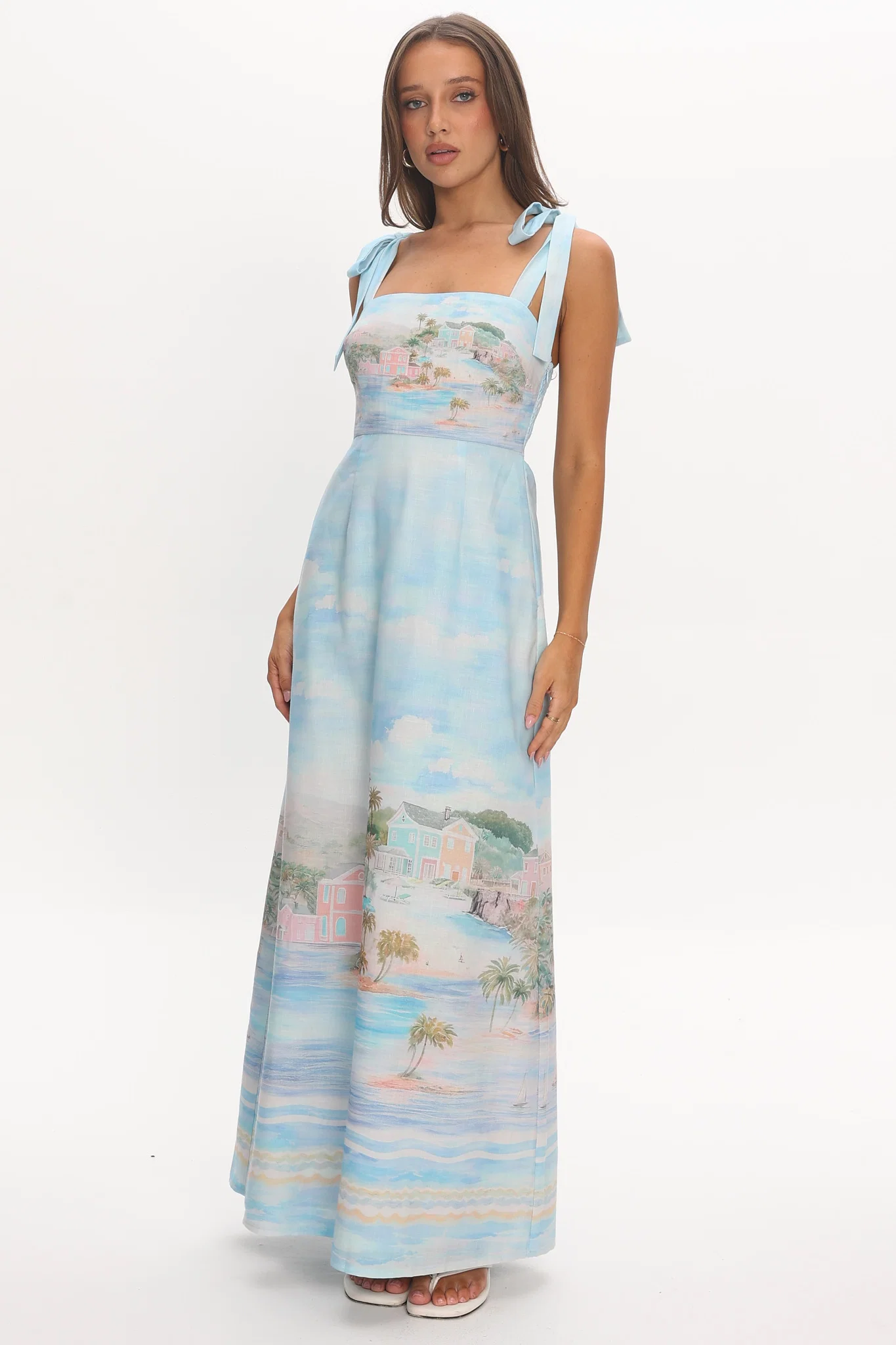 Cove Hideaway Tie Strap Maxi Dress Blue