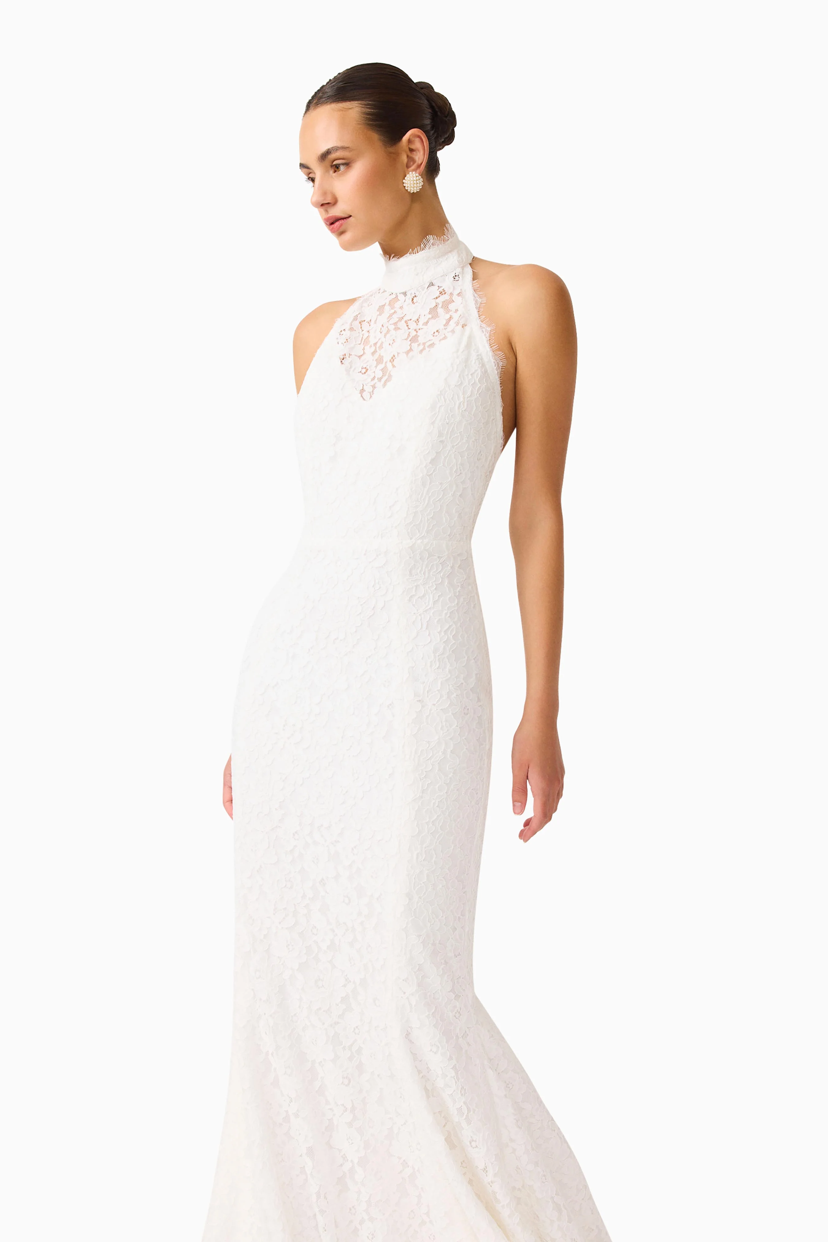 Clarisse Halter Neck Gown in White