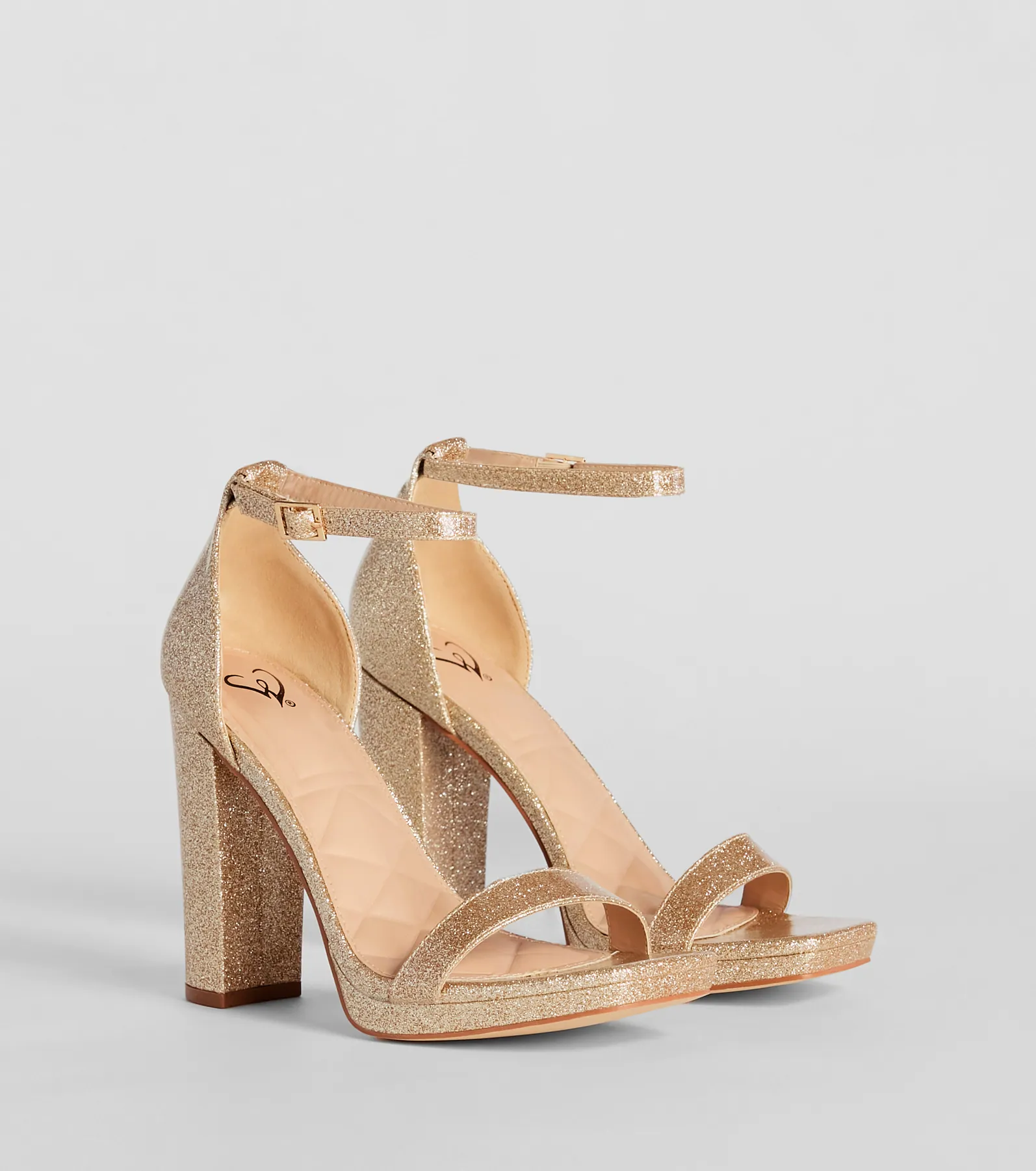 Capture Sparkle Glitter Platform Block Heels