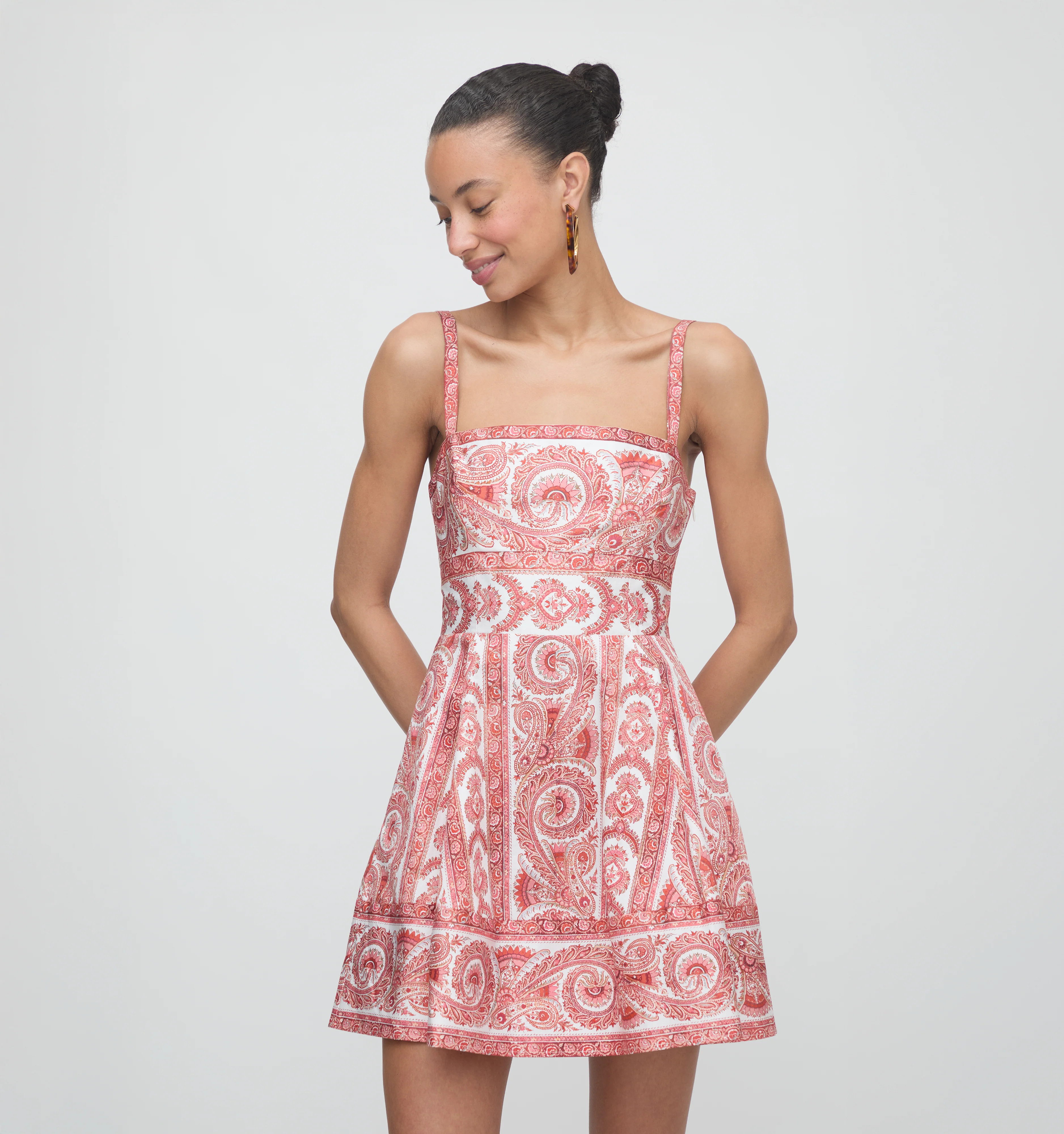The Margot Mini Dress - Coral Corsica Paisley