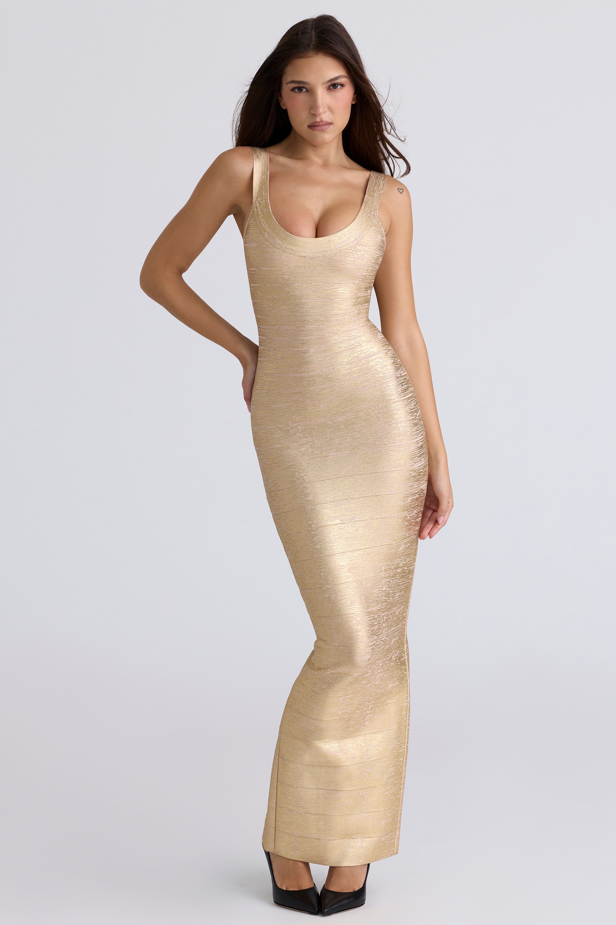 gold bandage maxi dress