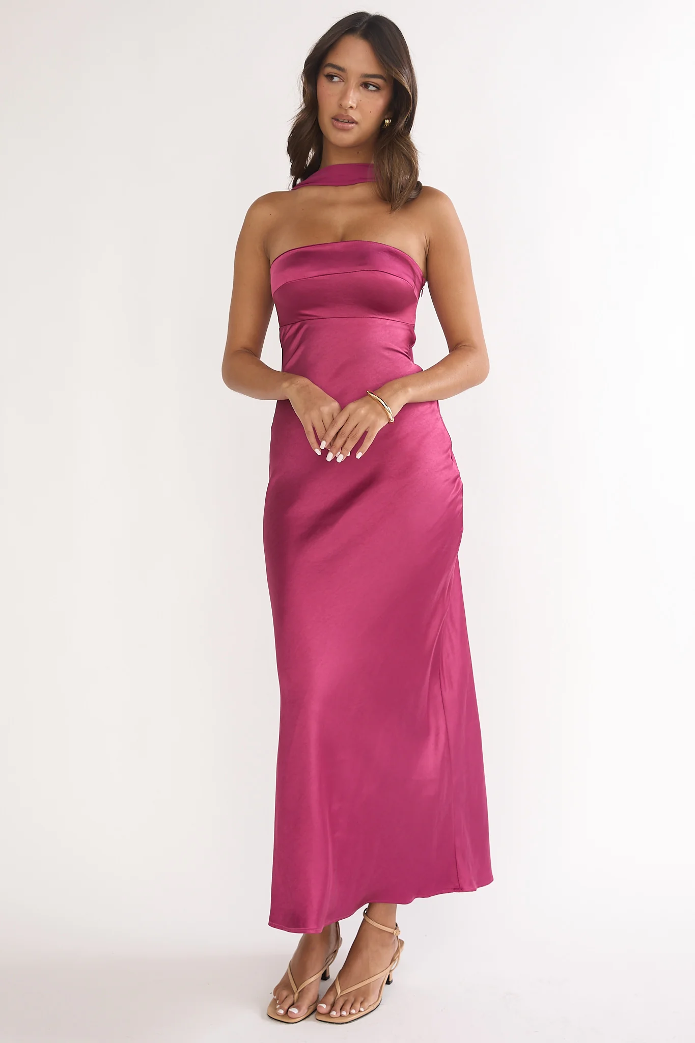 Lior Detachable Shoulder Maxi Dress Burgundy - luluinthesky