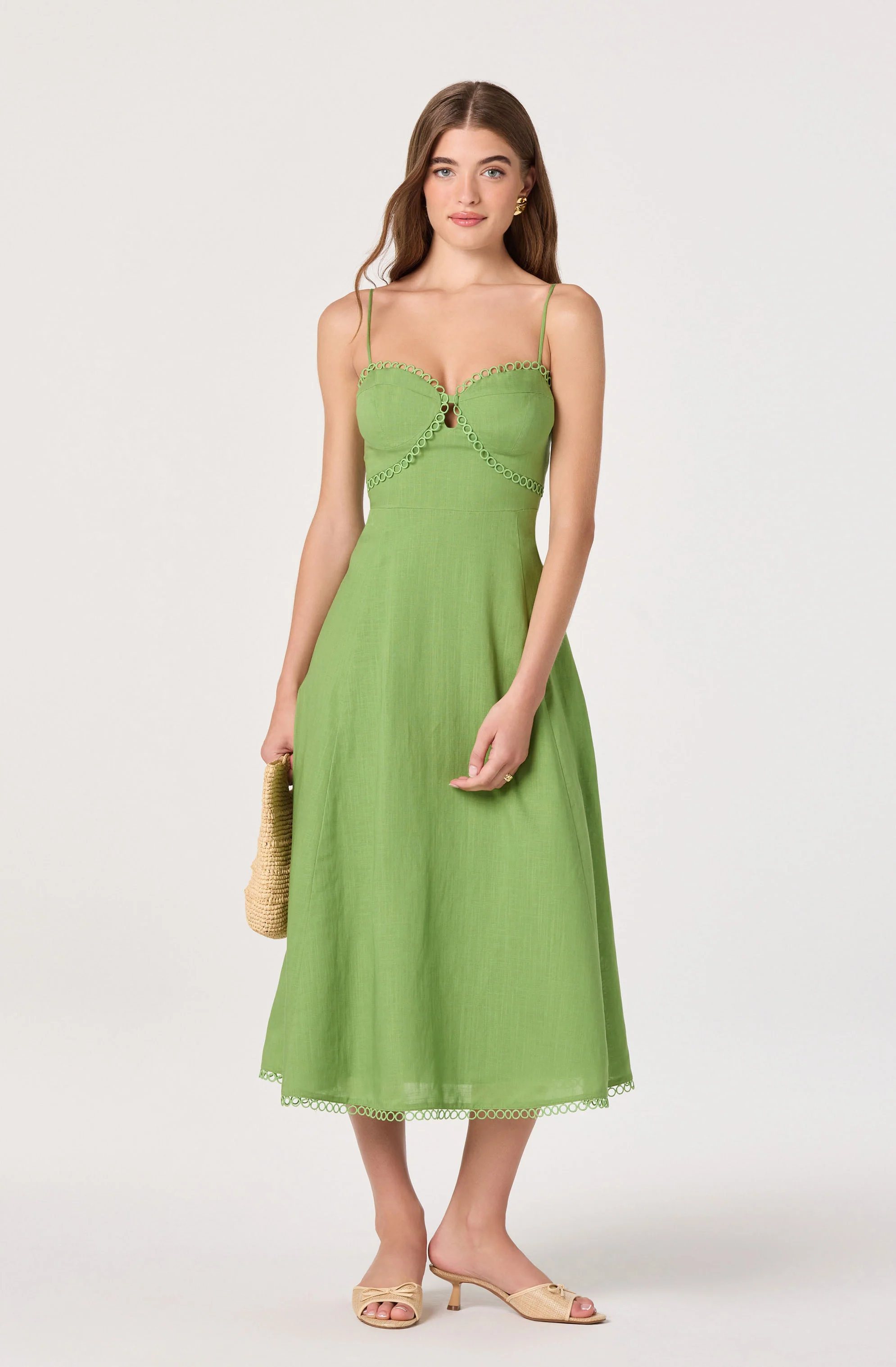 Christie Sweetheart Linen Midi Dress
