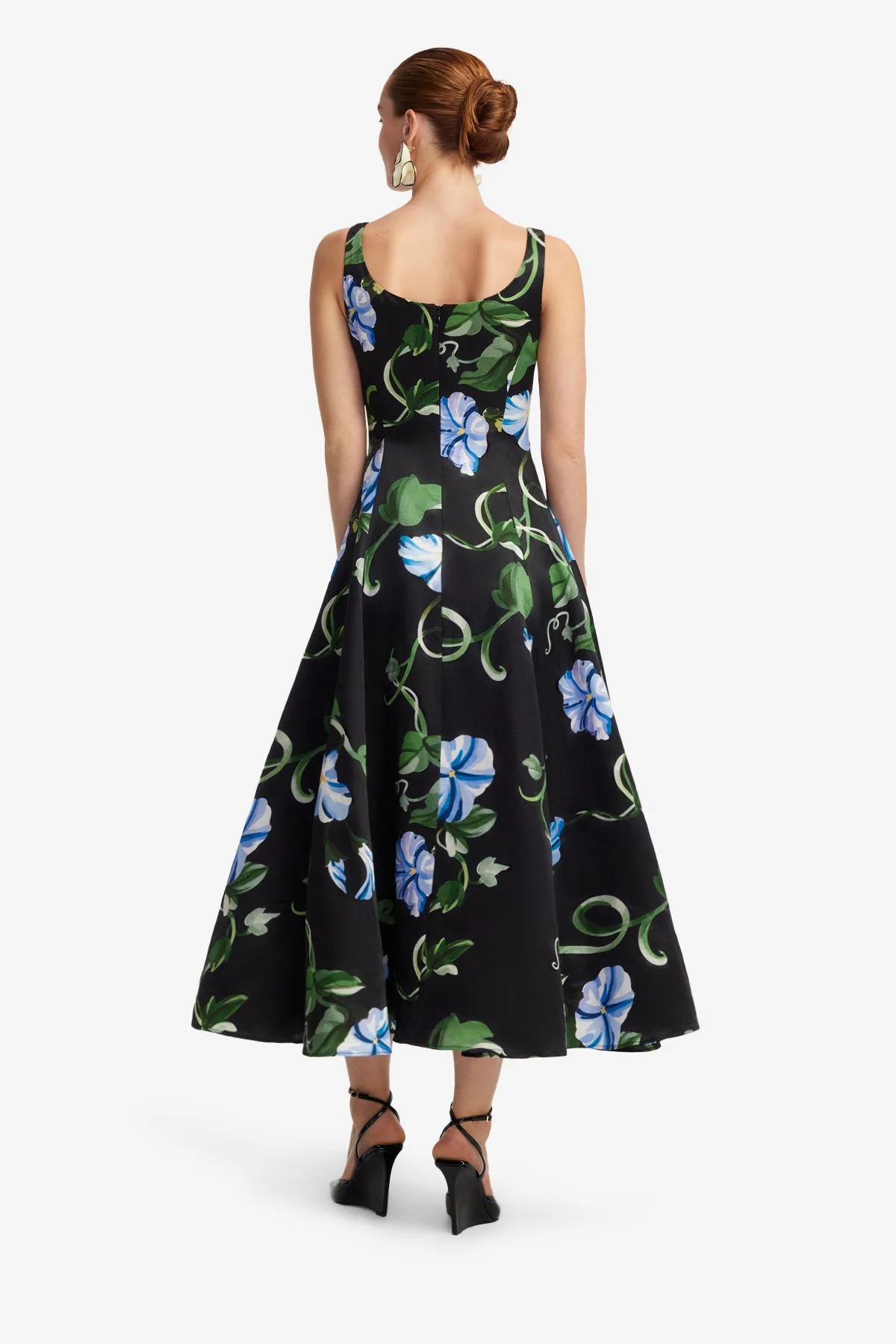 Serafina Appliqué Maxi Dress - Vine Print in Ebony