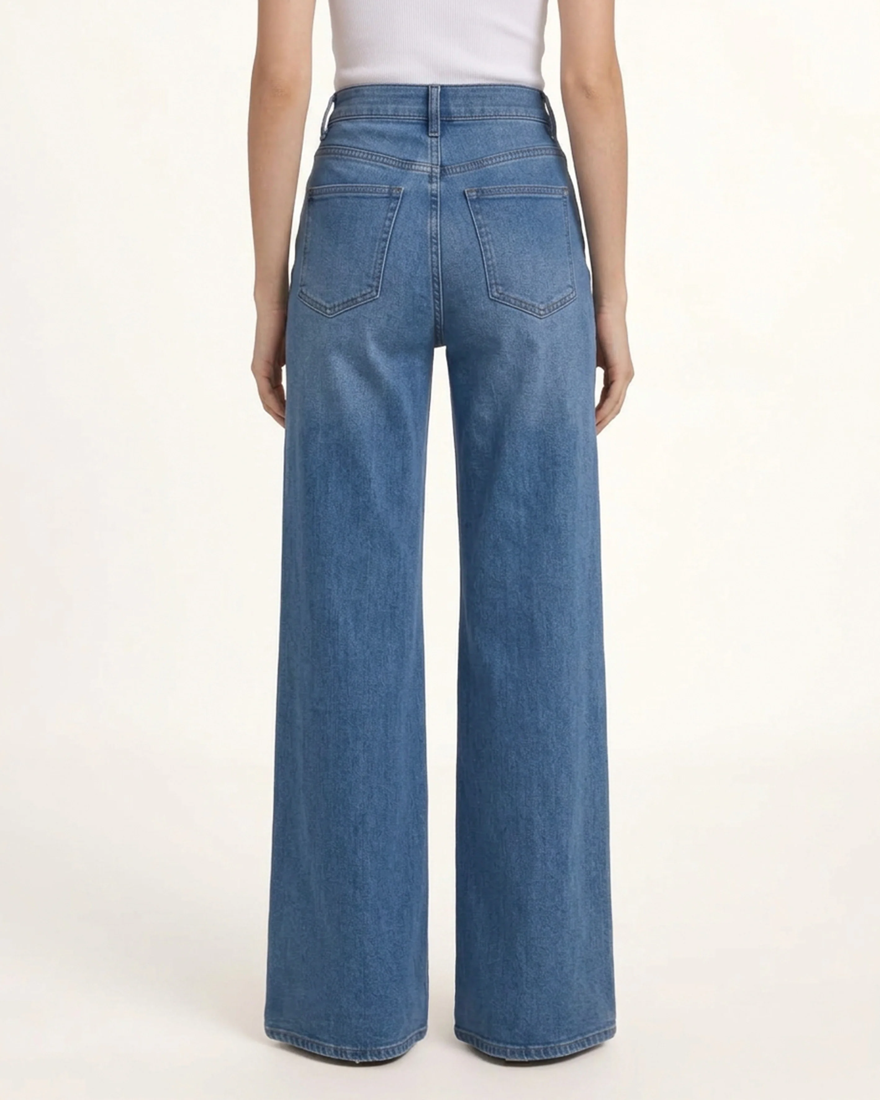 The Temptation Red Lips Rhinestone Jeans - Ocean Blue