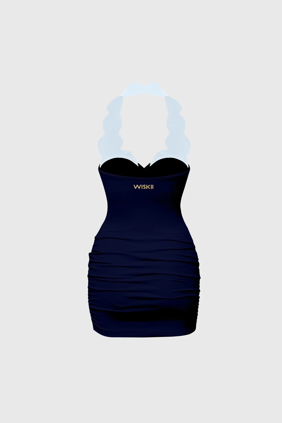 Riviera Scallop Contrast Halter Dress