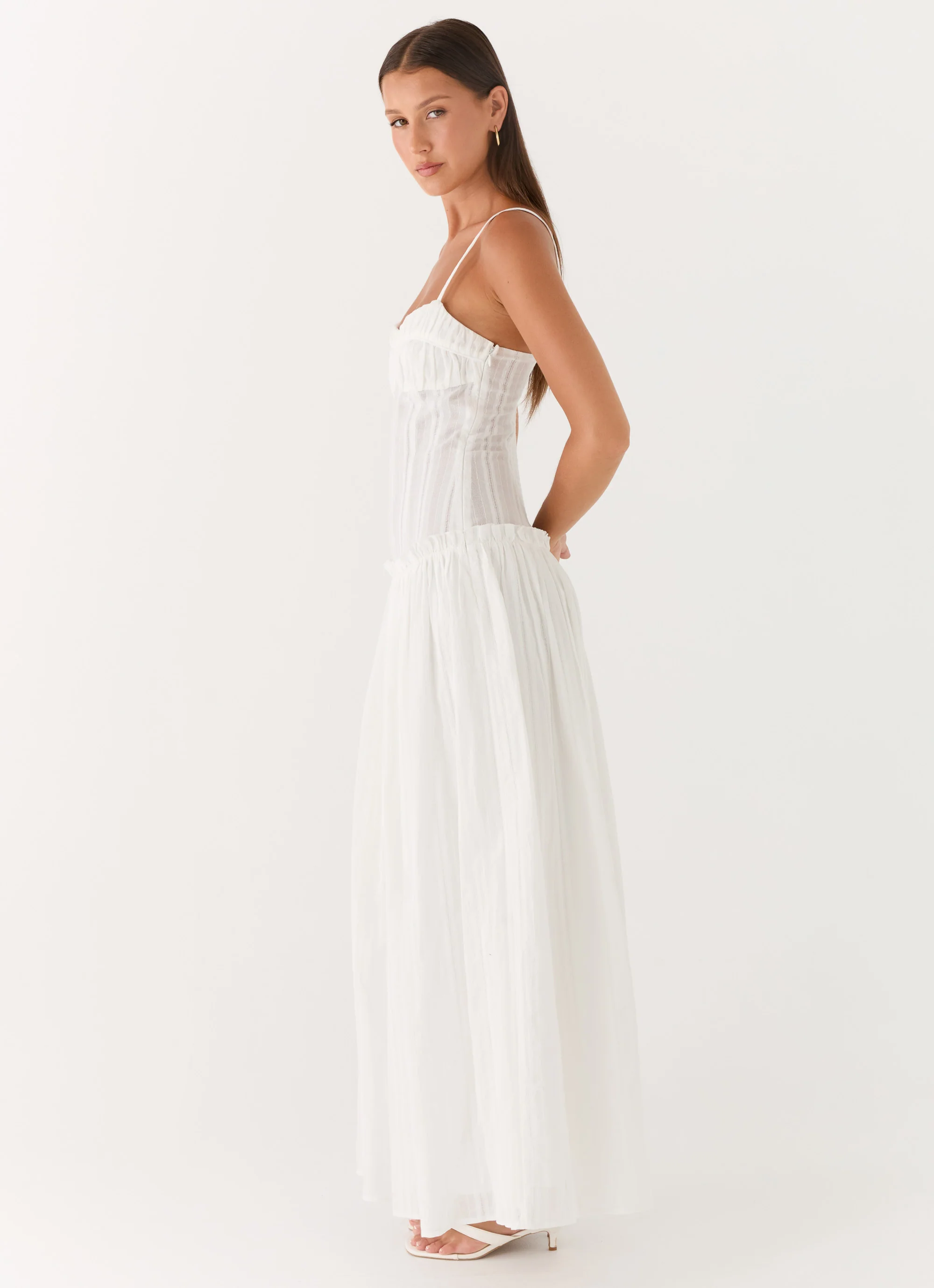 Jacinda Drop Waist Maxi Dress - Ivory - luluinthesky