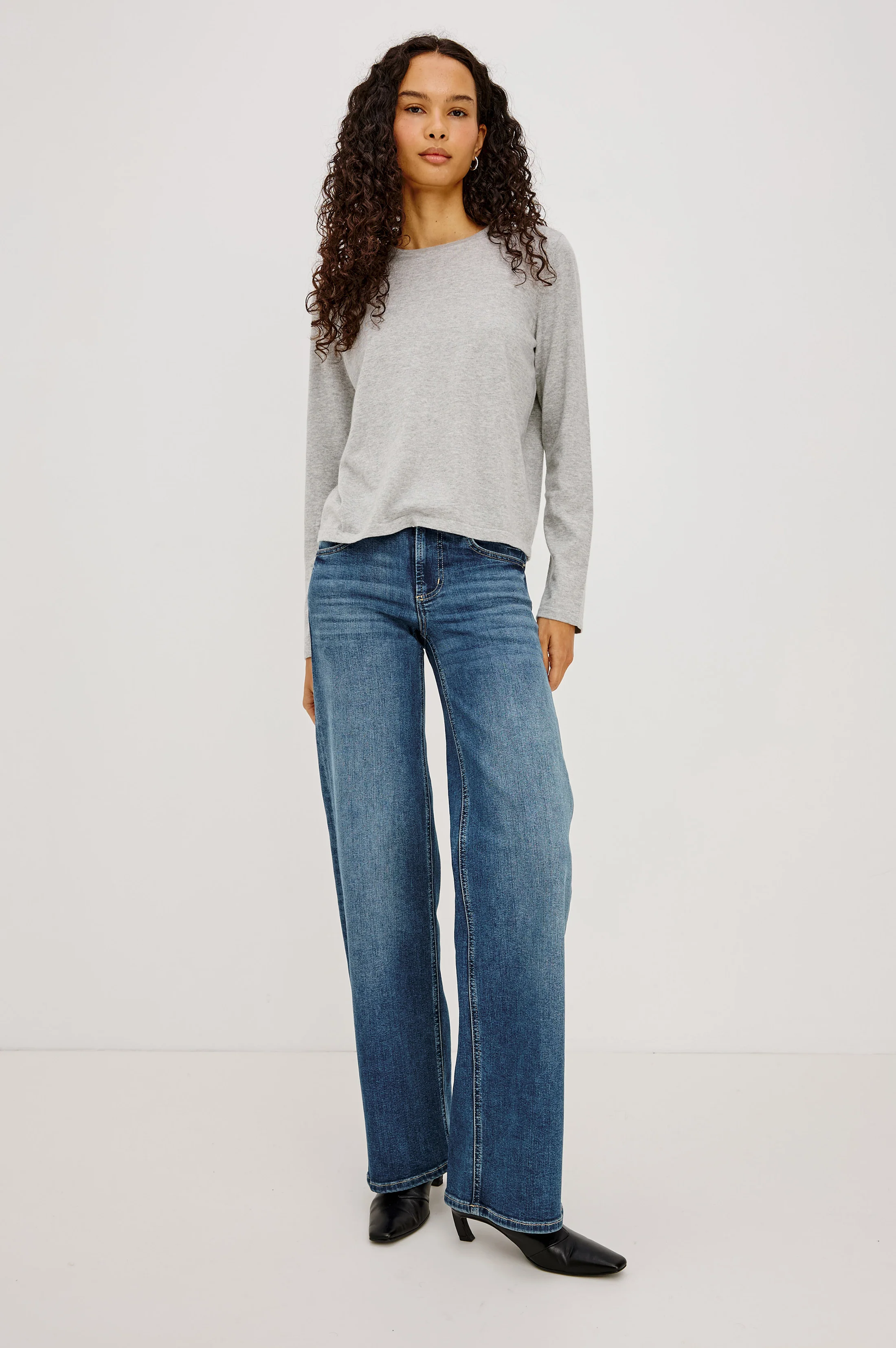 Cotton Cashmere Long Sleeve T-Shirt - Heather Grey