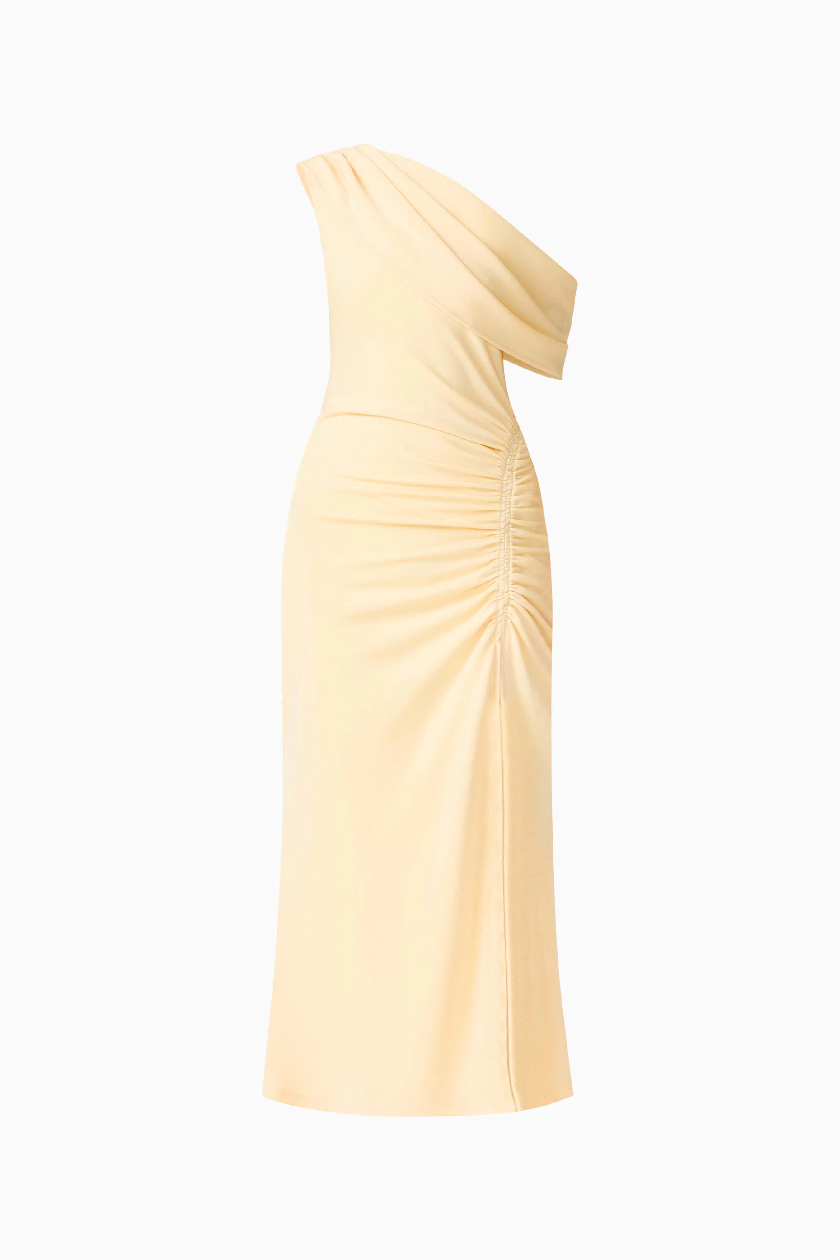 Simone One Shoulder Maxi Dress in Butter Yellow