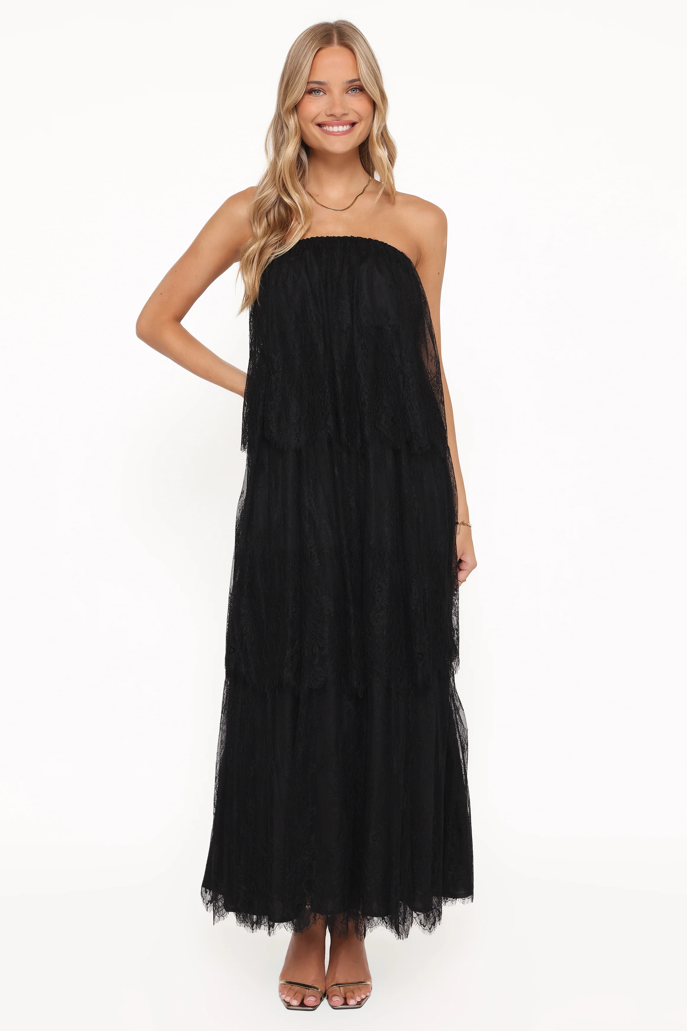 Bloom Strapless Maxi Dress - Black Lace