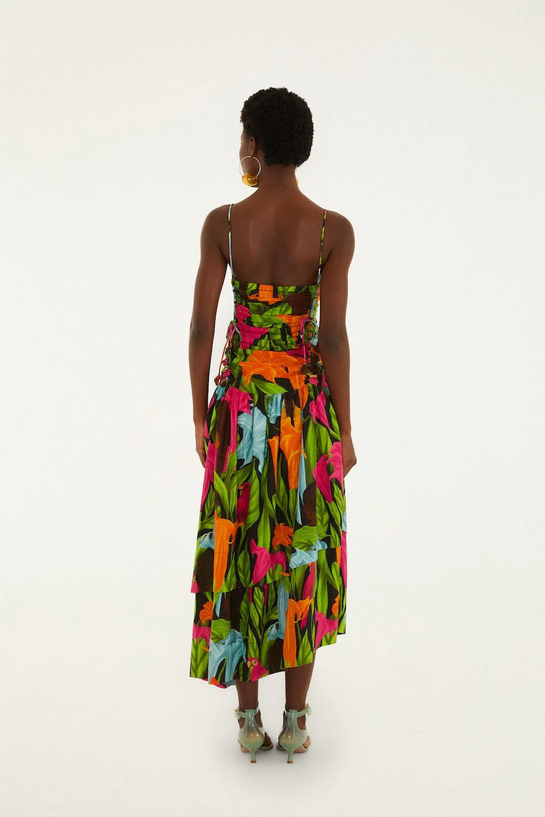 Black Mujeres Y Flores Midi Dress