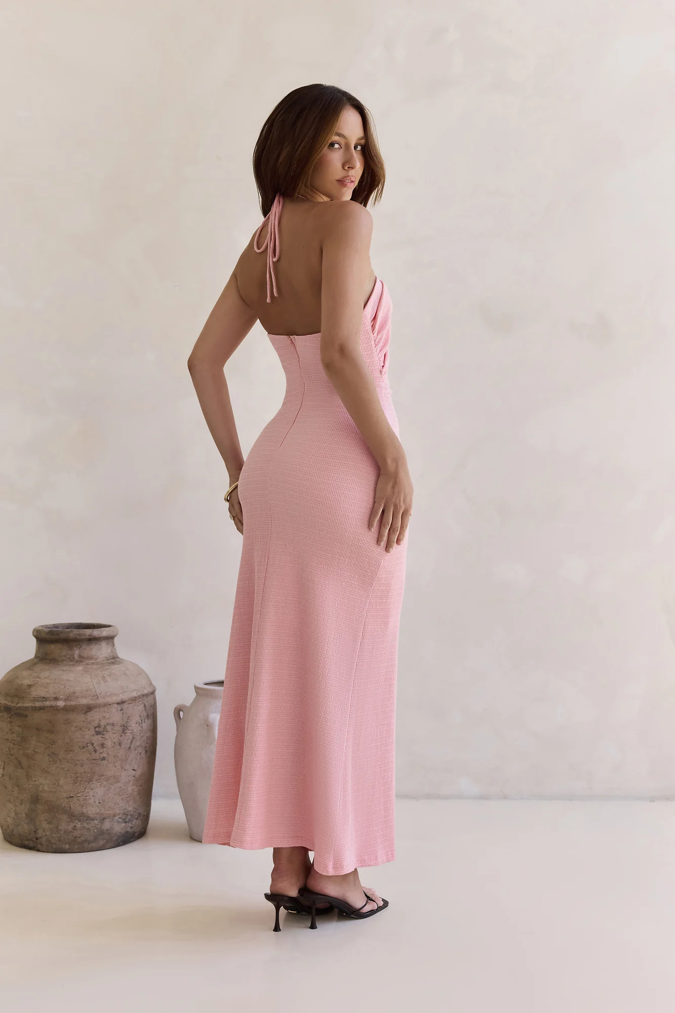 Karmic Blessing Strapless Halter Maxi Dress Pink