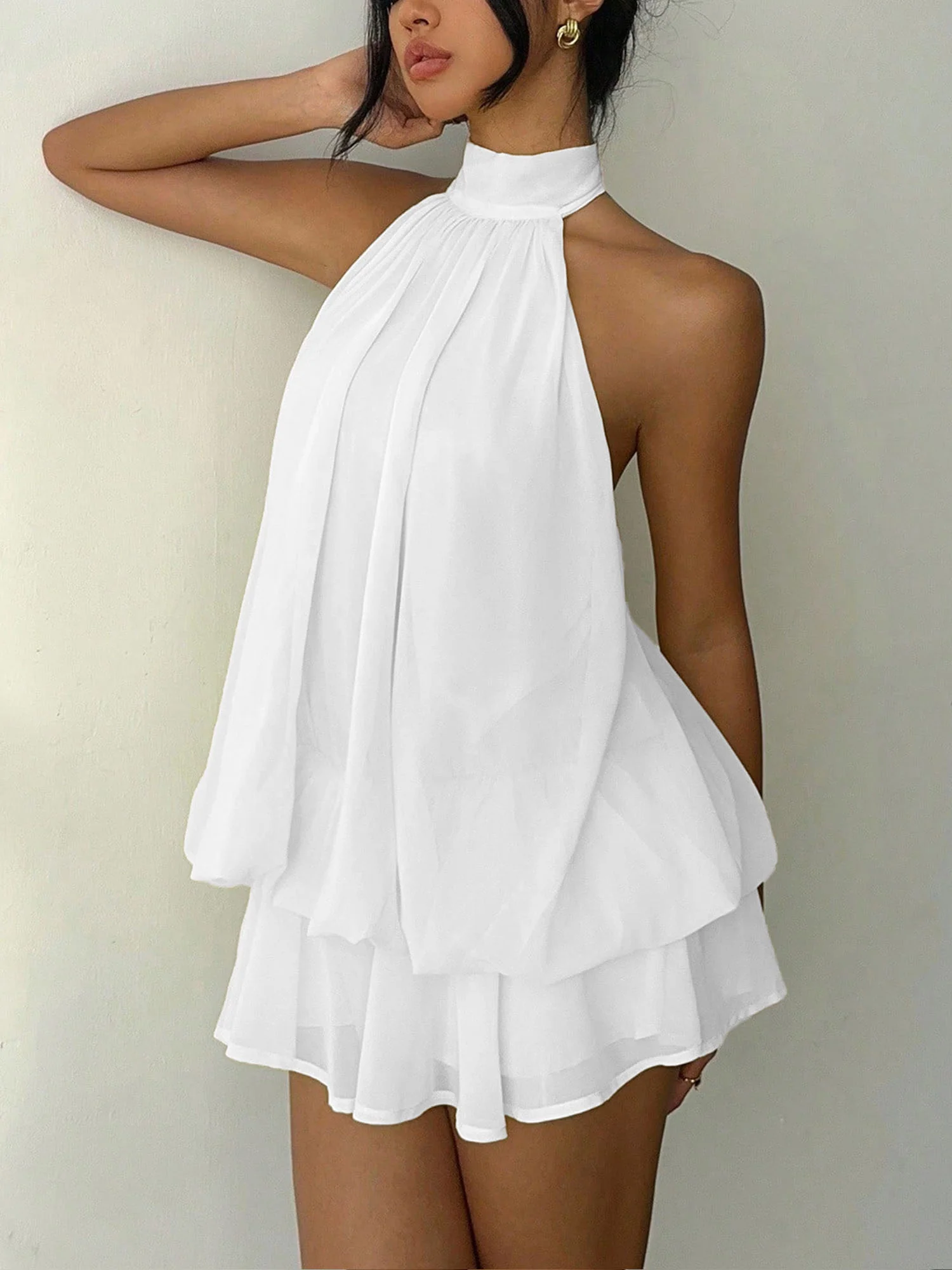Layered Halter Mini Dress