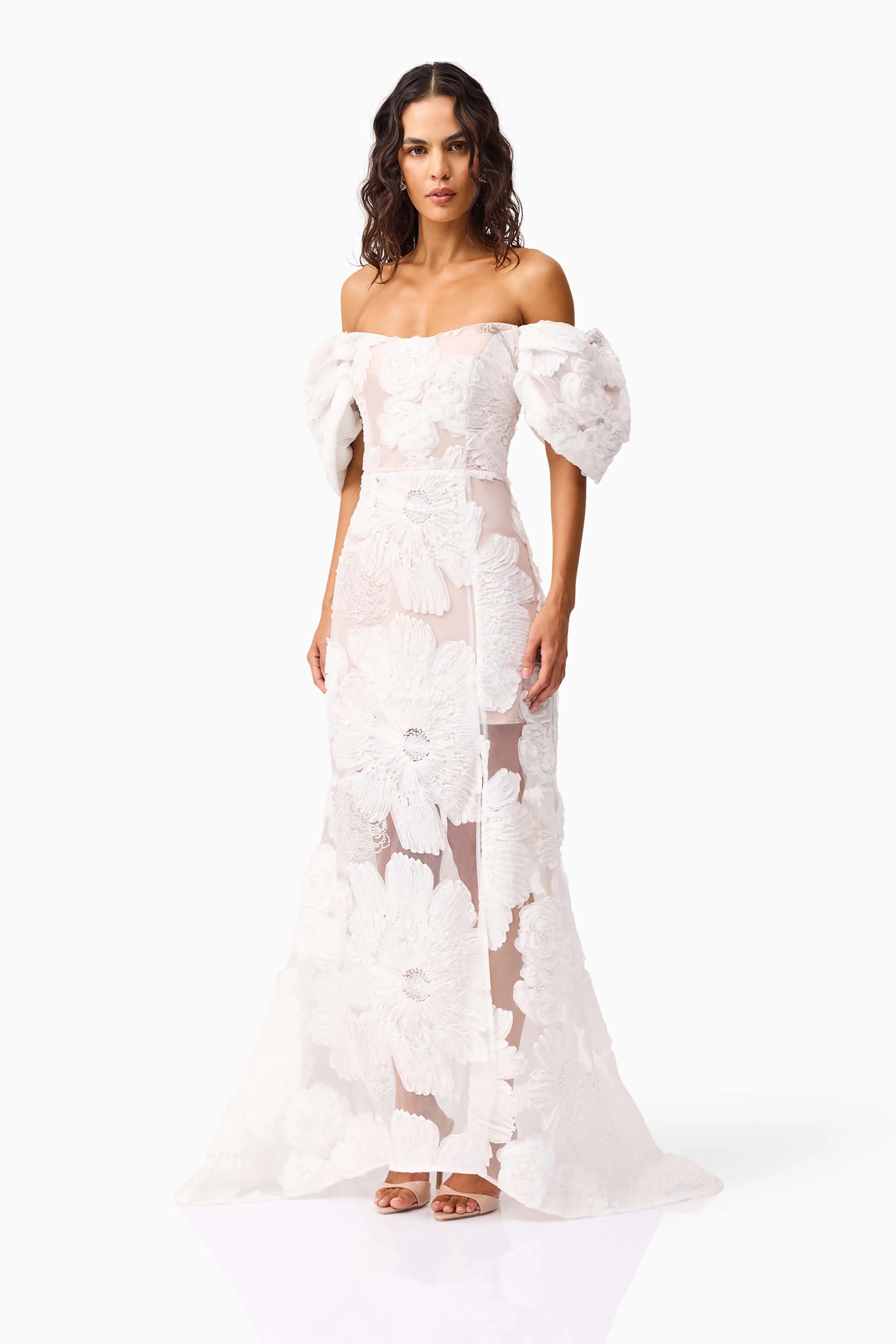 Roxana Off The Shoulder Gown in White