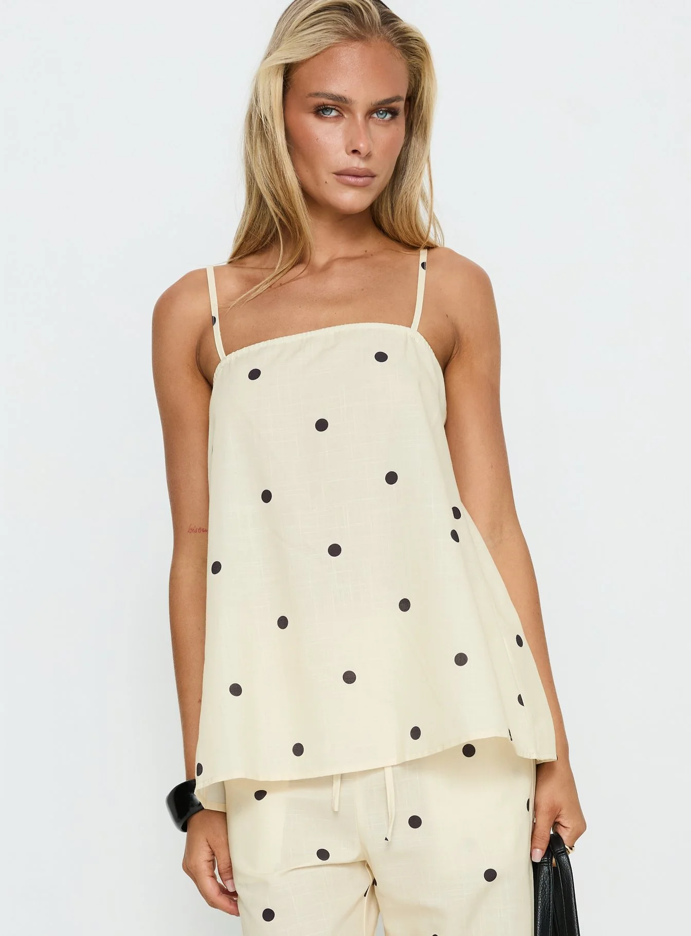 Bellara Longline Cami Top Yellow Polka