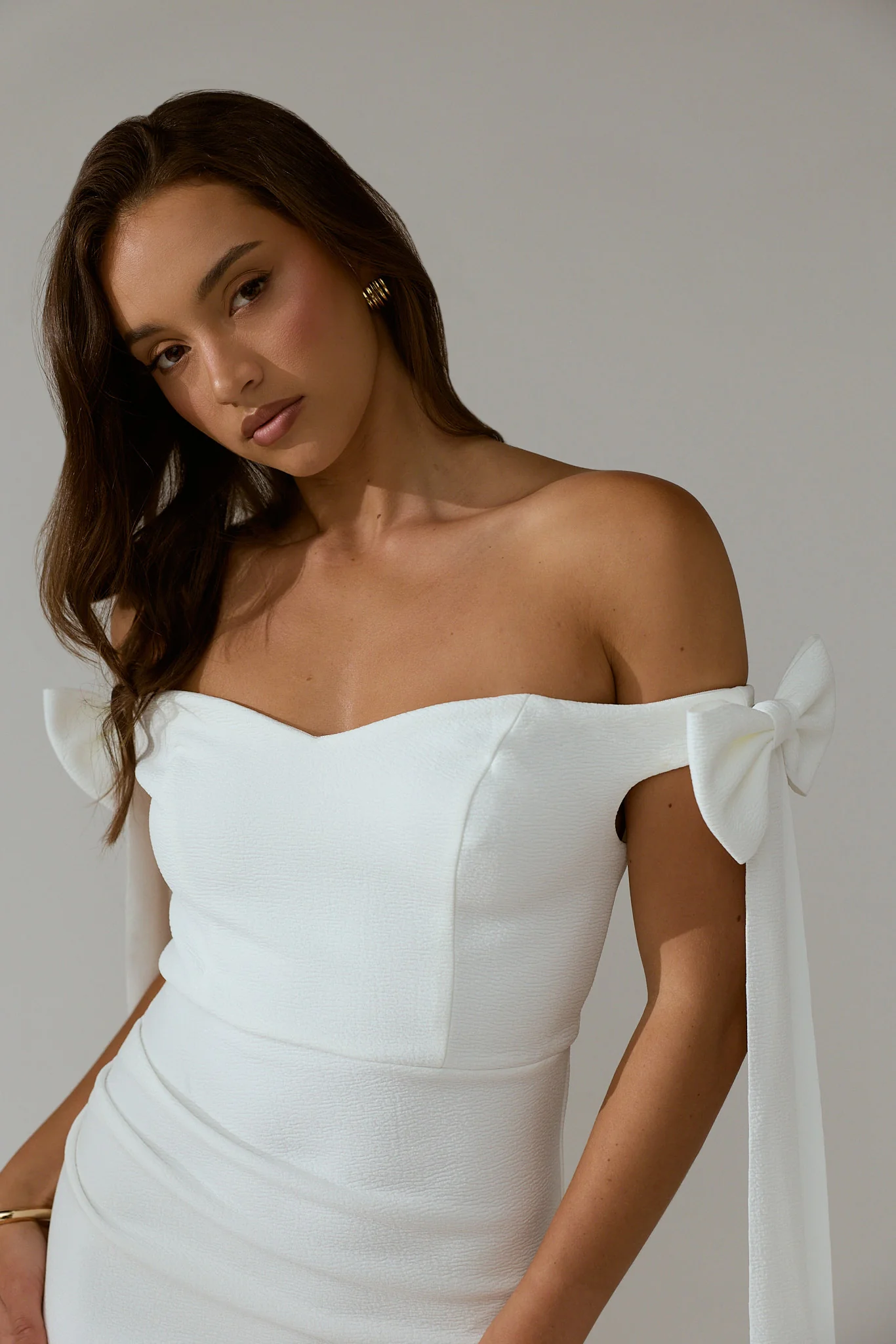 Have Faith Off-Shoulder Bow Sleeve Maxi Dress White - luluinthesky