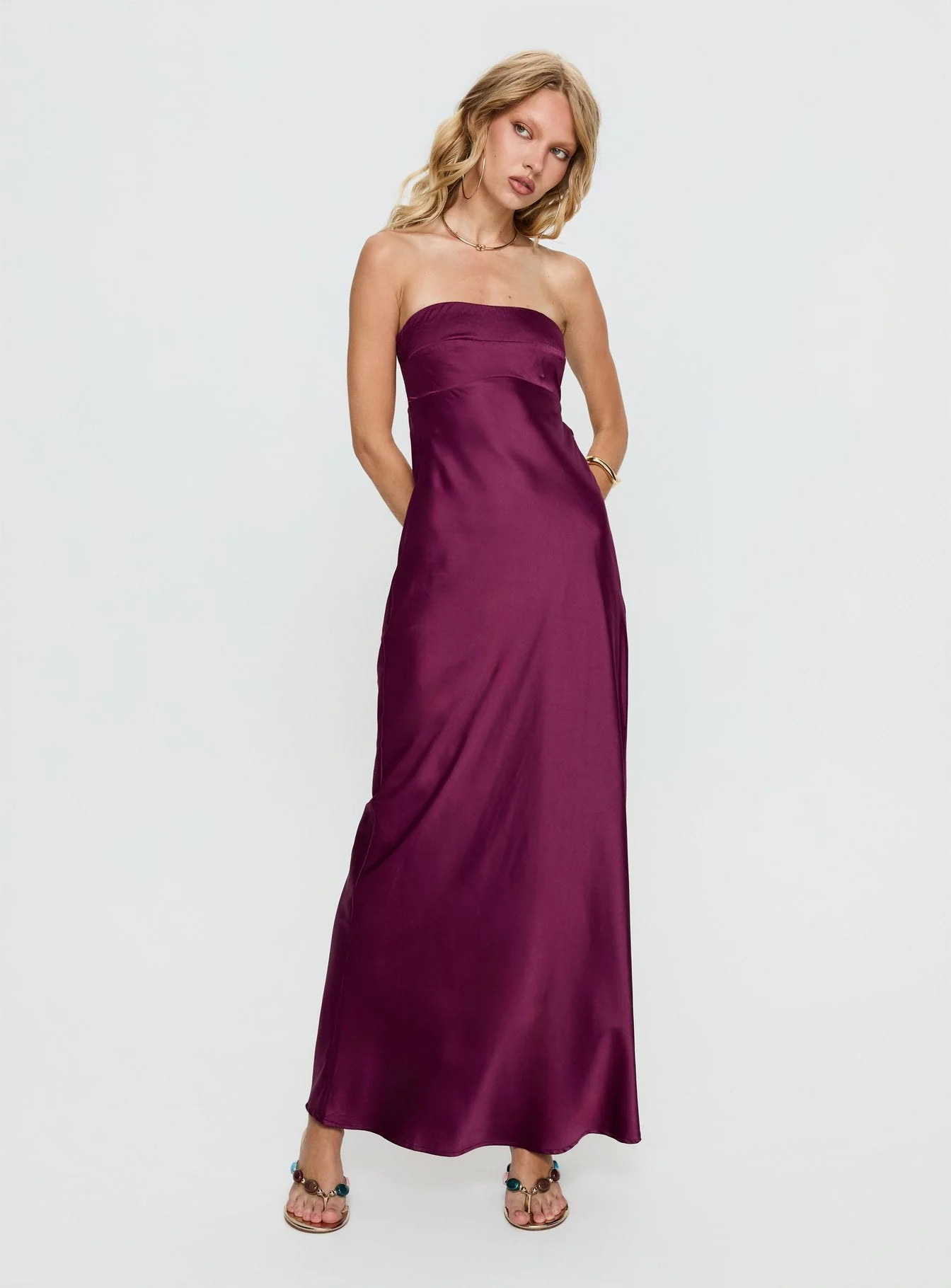 Rozelle Strapless Maxi Dress Currant