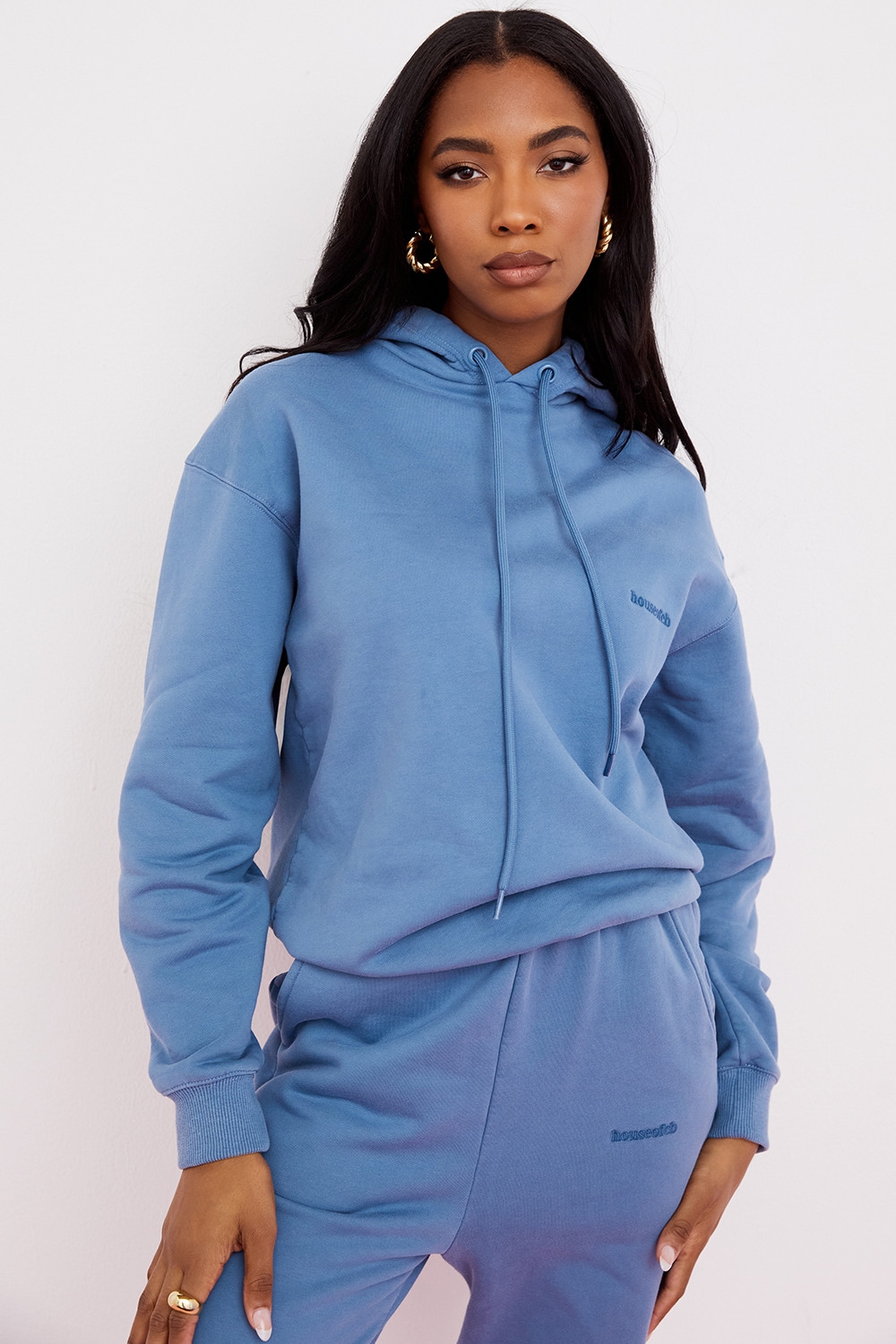 azure cotton fleece-back oversized hoodie