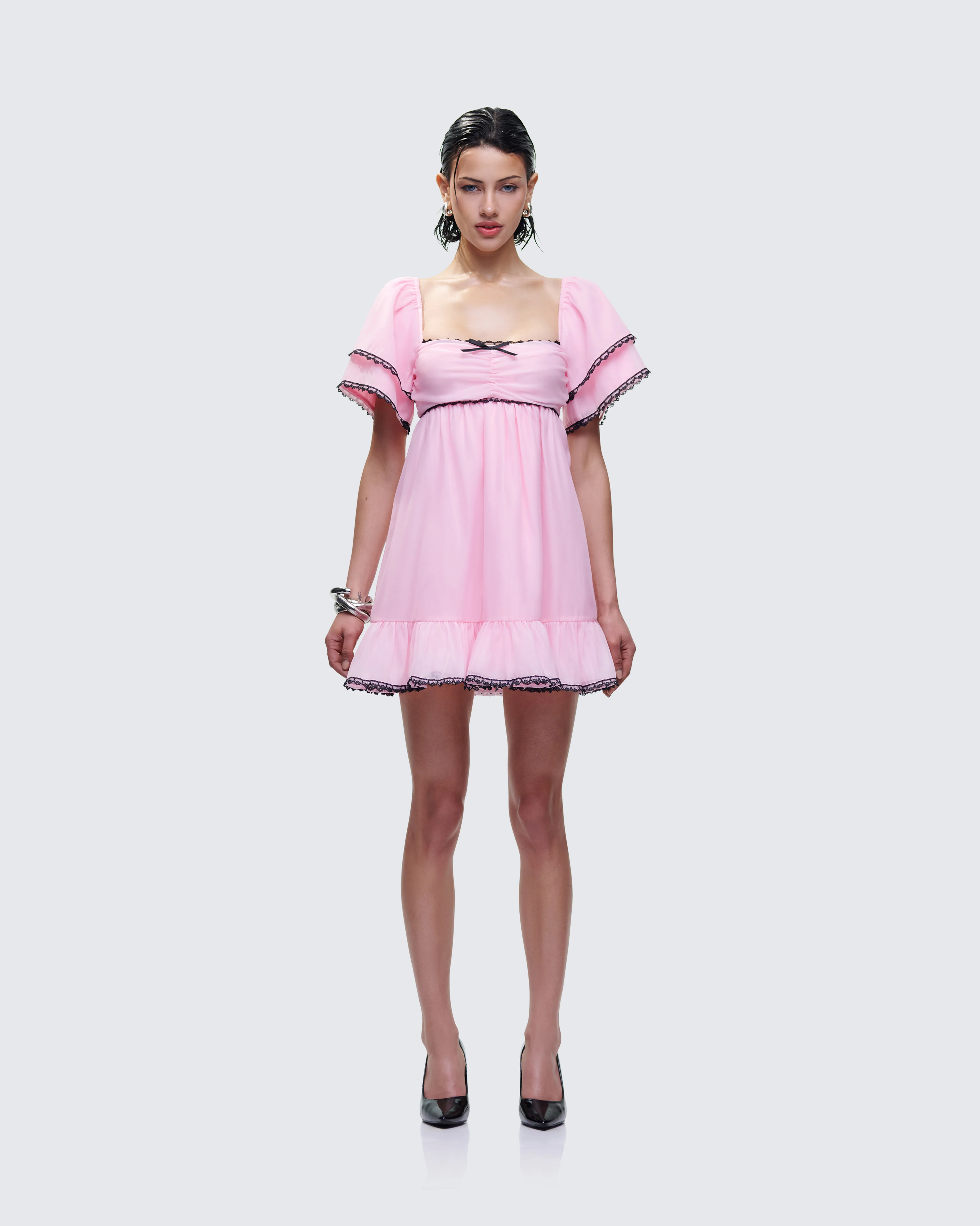 Cerys Pink Organza Mini Dress