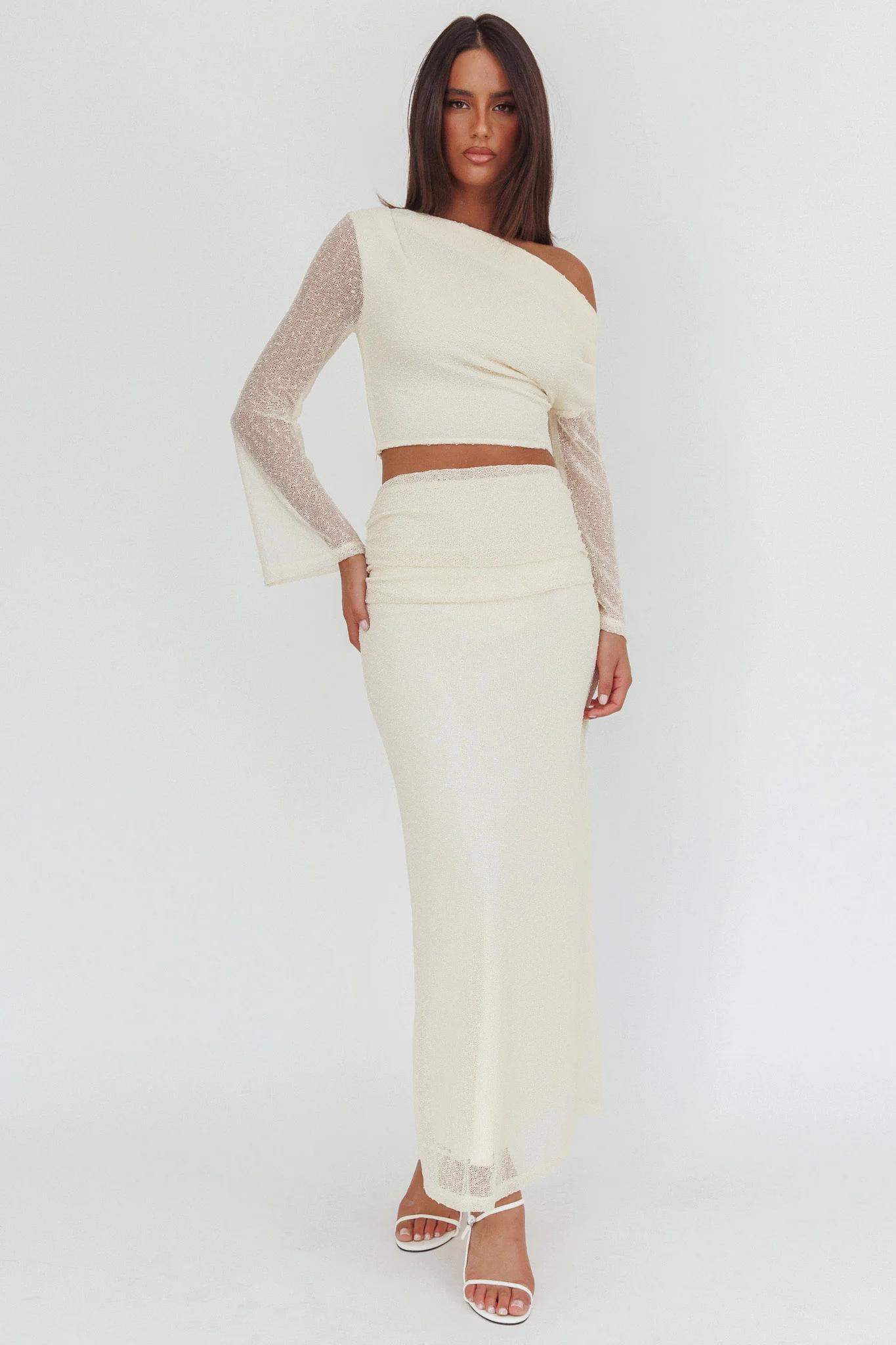 Alivya Ruched Side Maxi Skirt Butter