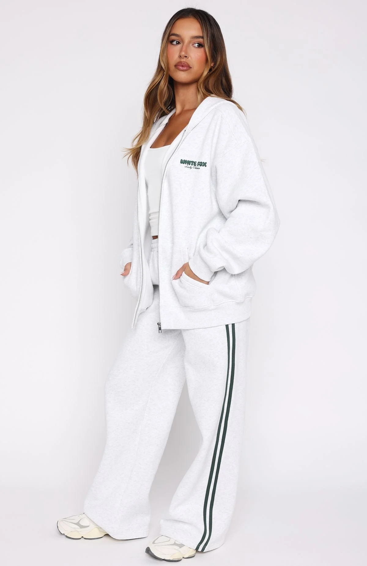Lucky Thirteen Charise Zip Front Hoodie Grey Marle