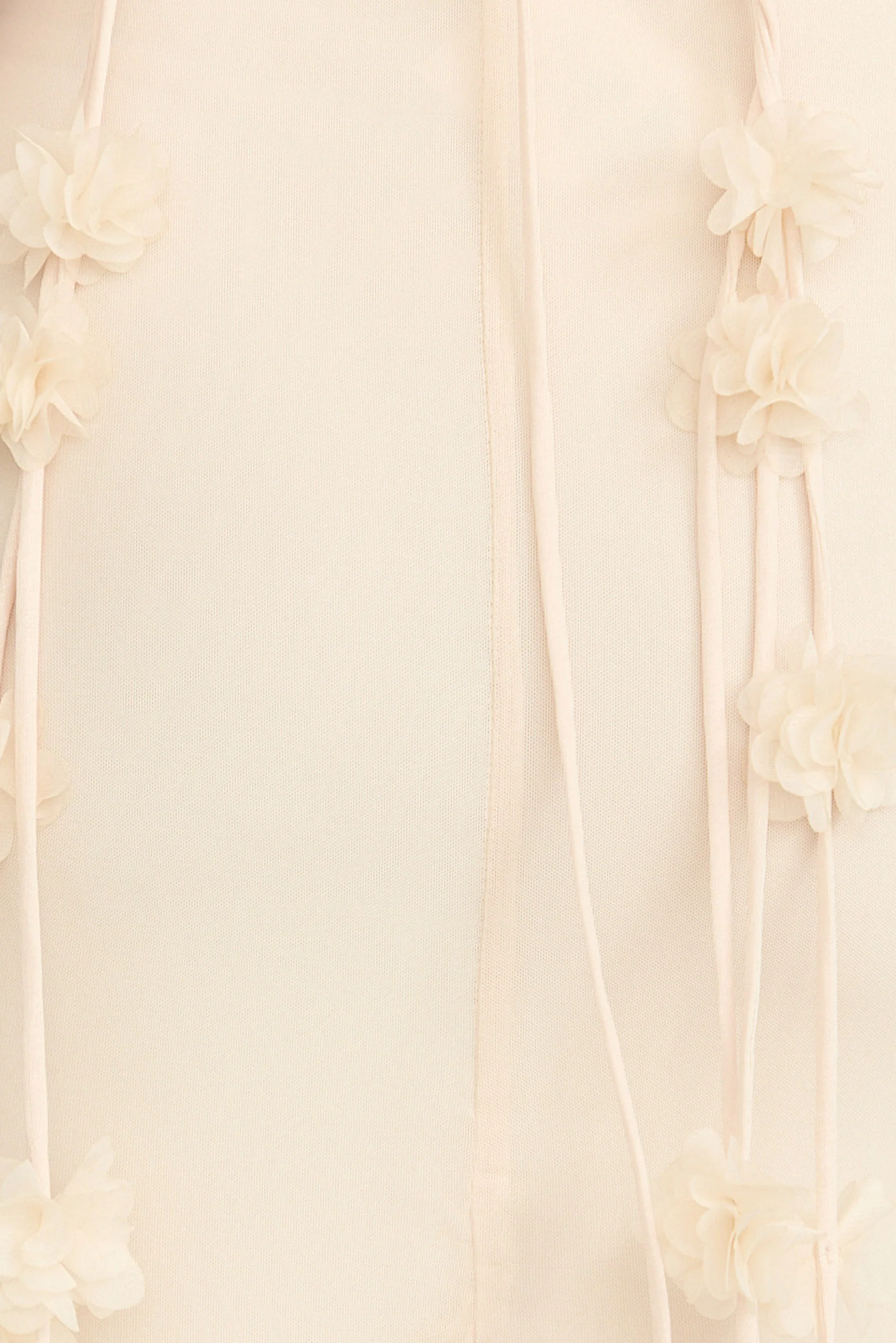 Penny Maxi Dress - Draped Cowl Neck 3D Flower Dress in Cream