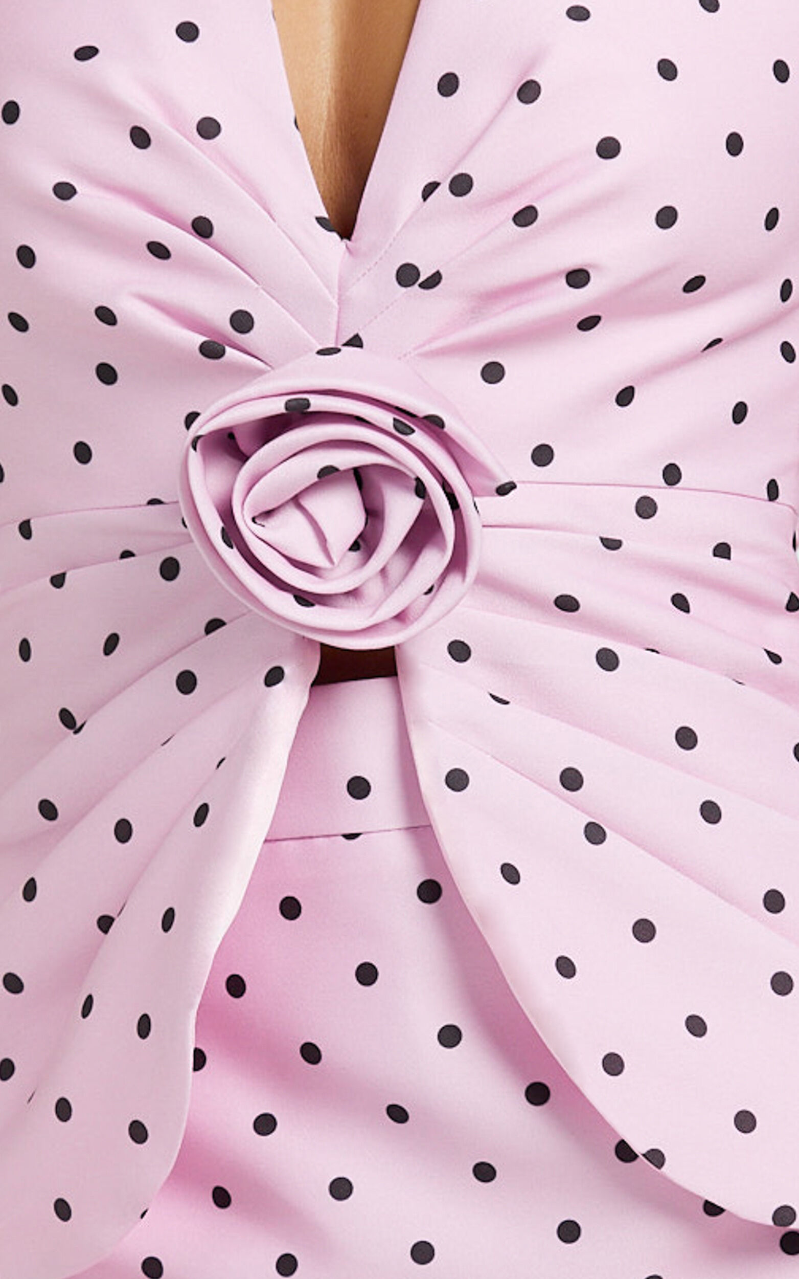 Cynthia Top - Halter Neck Tuck Detail Polka Dot Print Vest in Fondant Pink Polka Dot