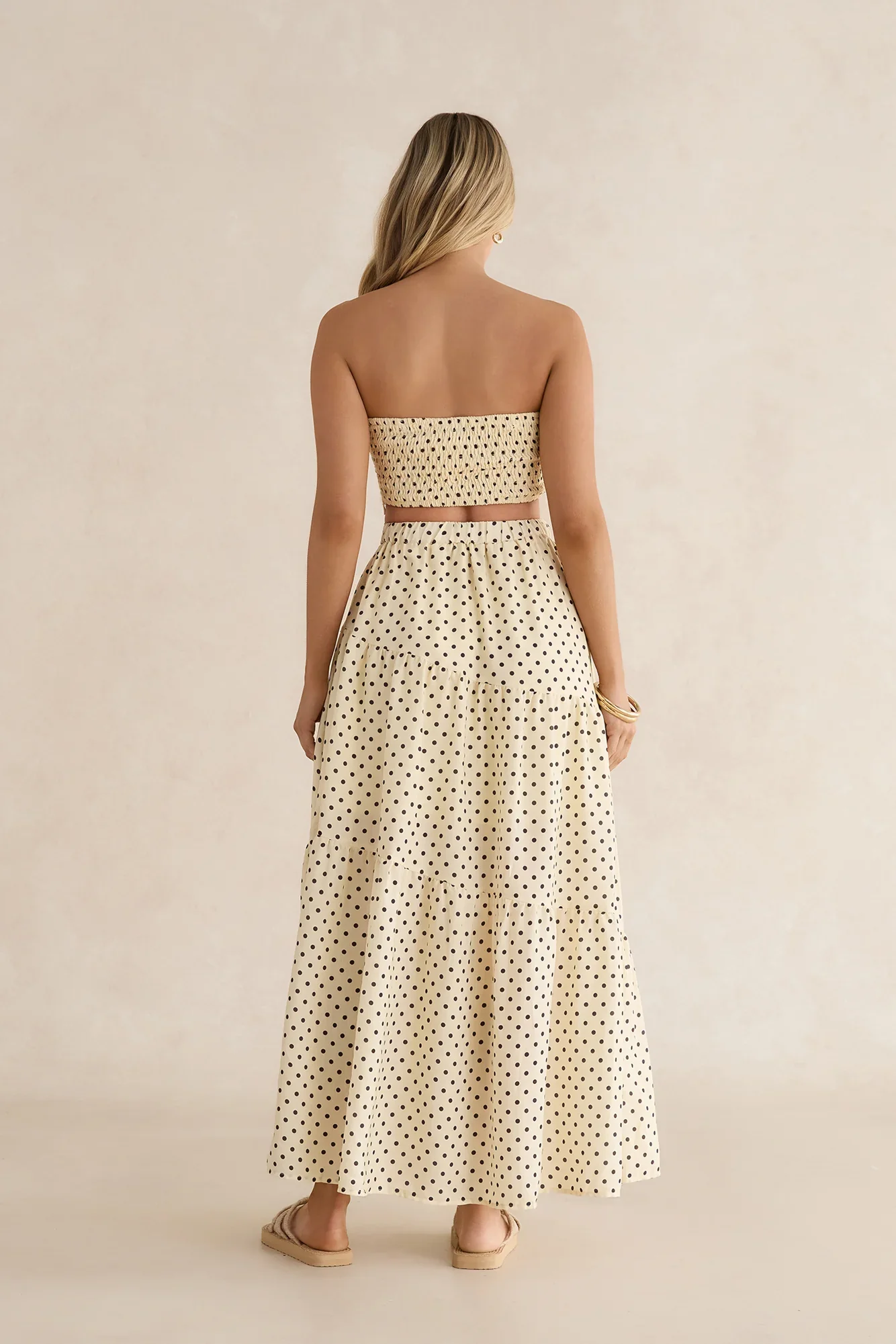 Shimmering Sands Polka Dot Maxi Skirt Yellow