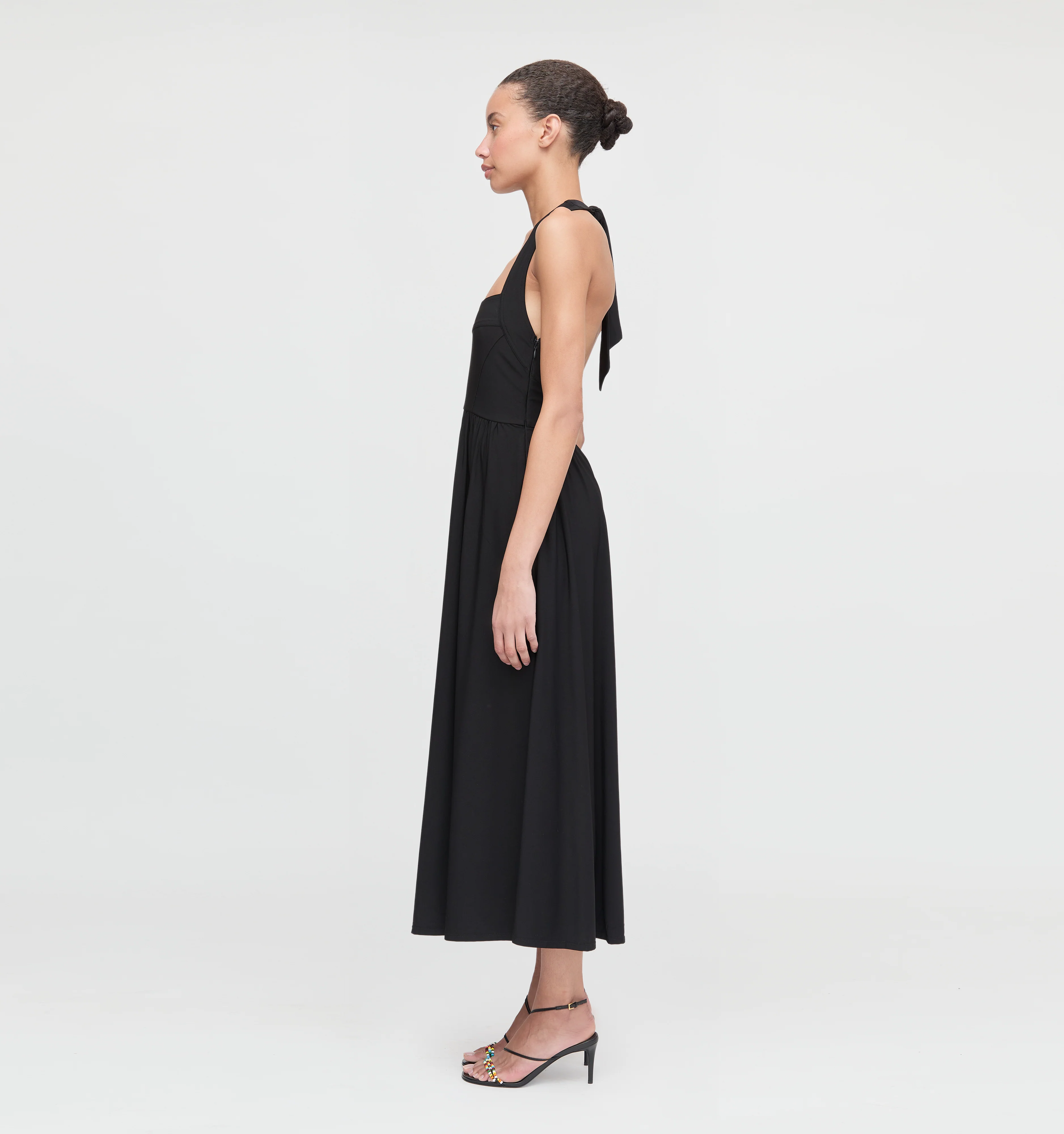 The Fleur Midi Dress - Black Jersey