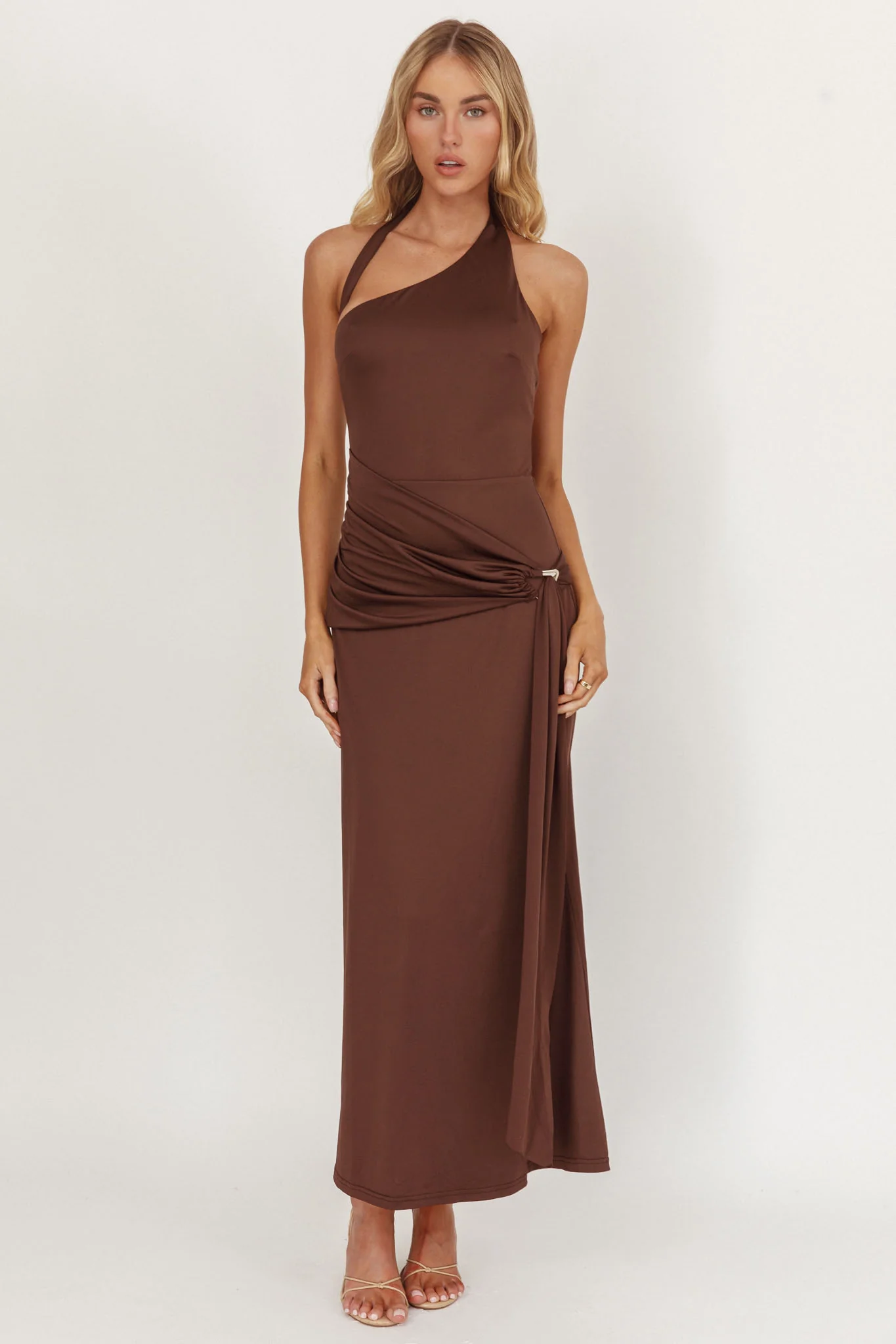 Kimbra Waist Sash Midi Dress Chocolate