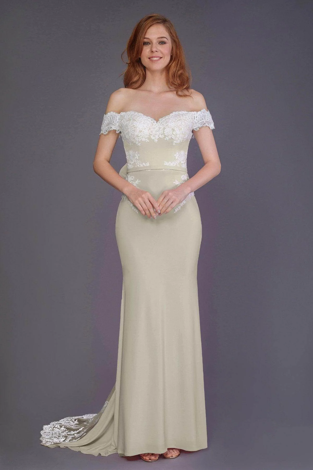 Mermaid Sweep Train Knitted Fabric Bridesmaid Dress PR3491