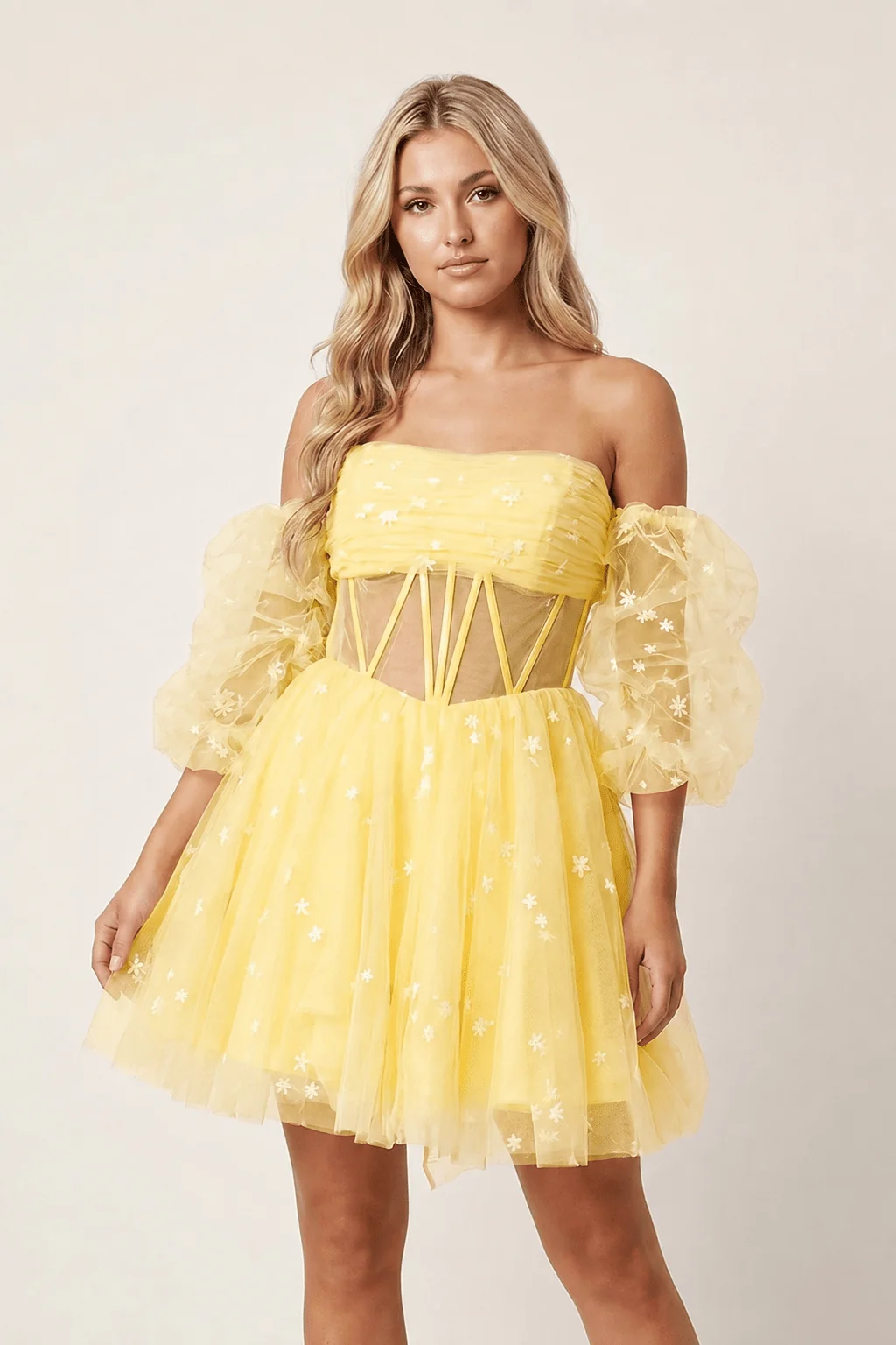 A-Line Pleated Tulle Homecoming Dress