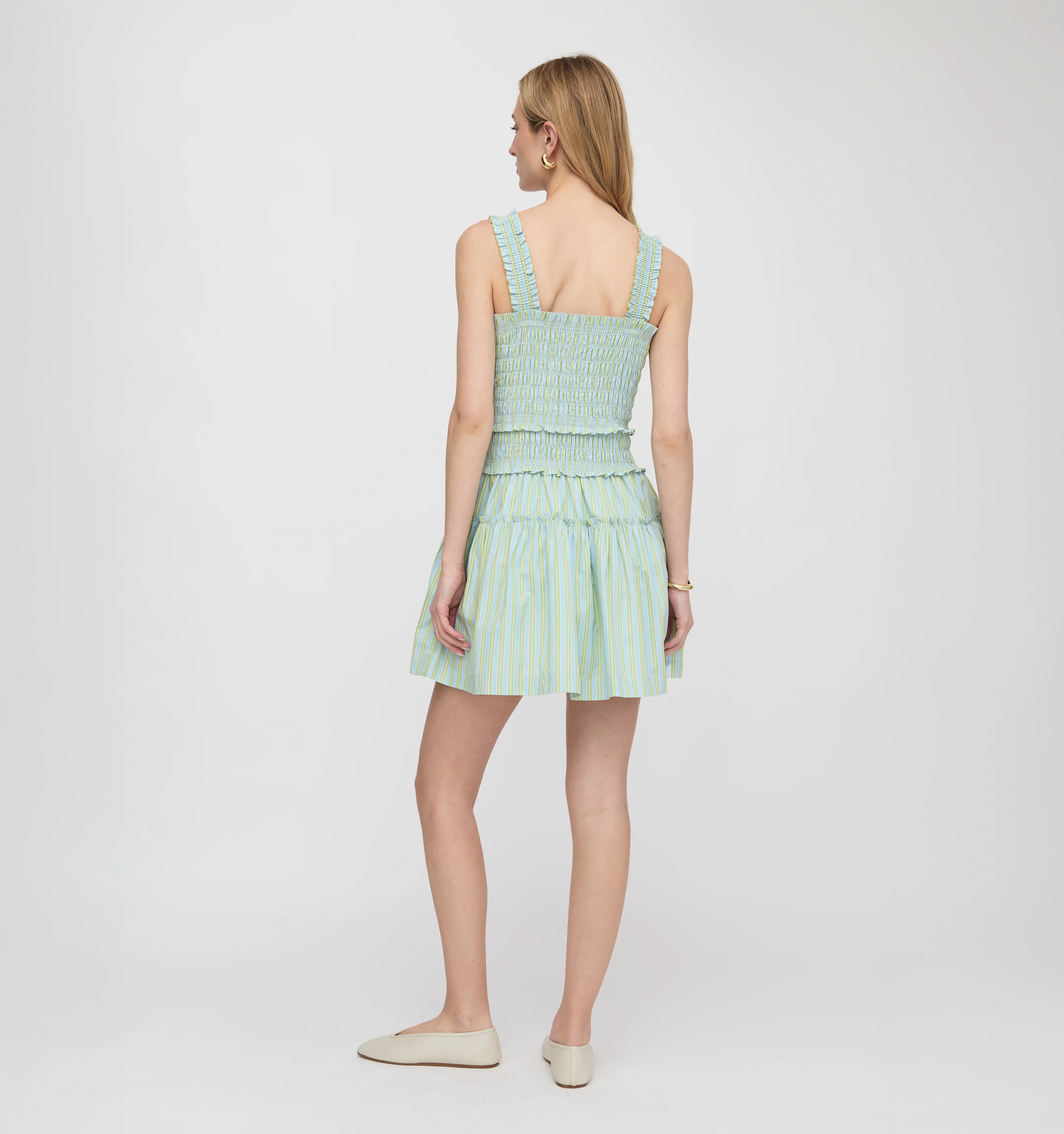 The Azalea Mini Nap Dress - Blue/Green Stripe