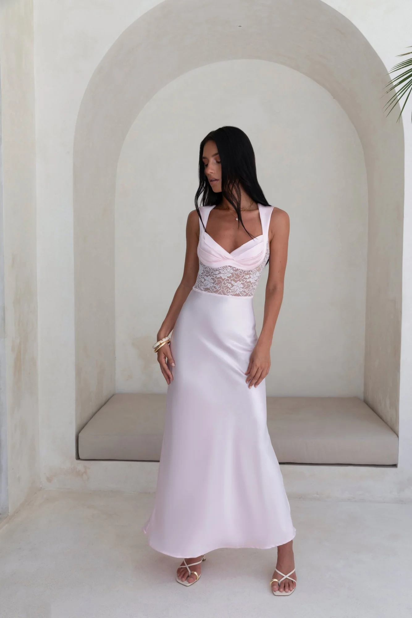 Milos Nights Midi Dress Pink - luluinthesky