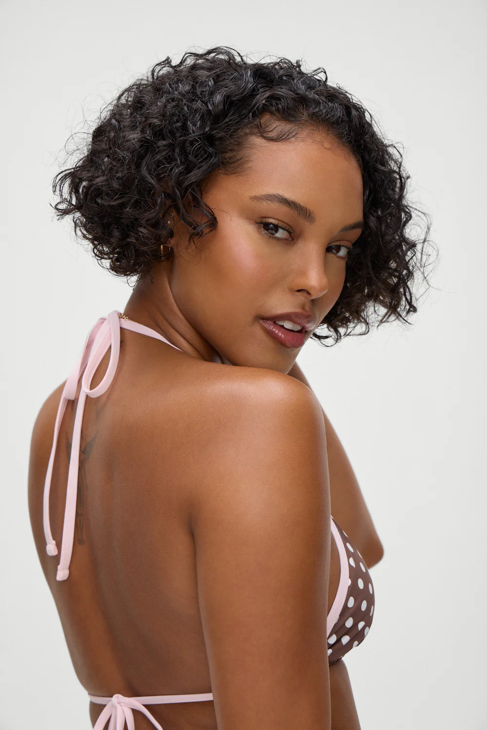 Nick Skimpy Triangle Bikini Top - Cocoa Dot - luluinthesky