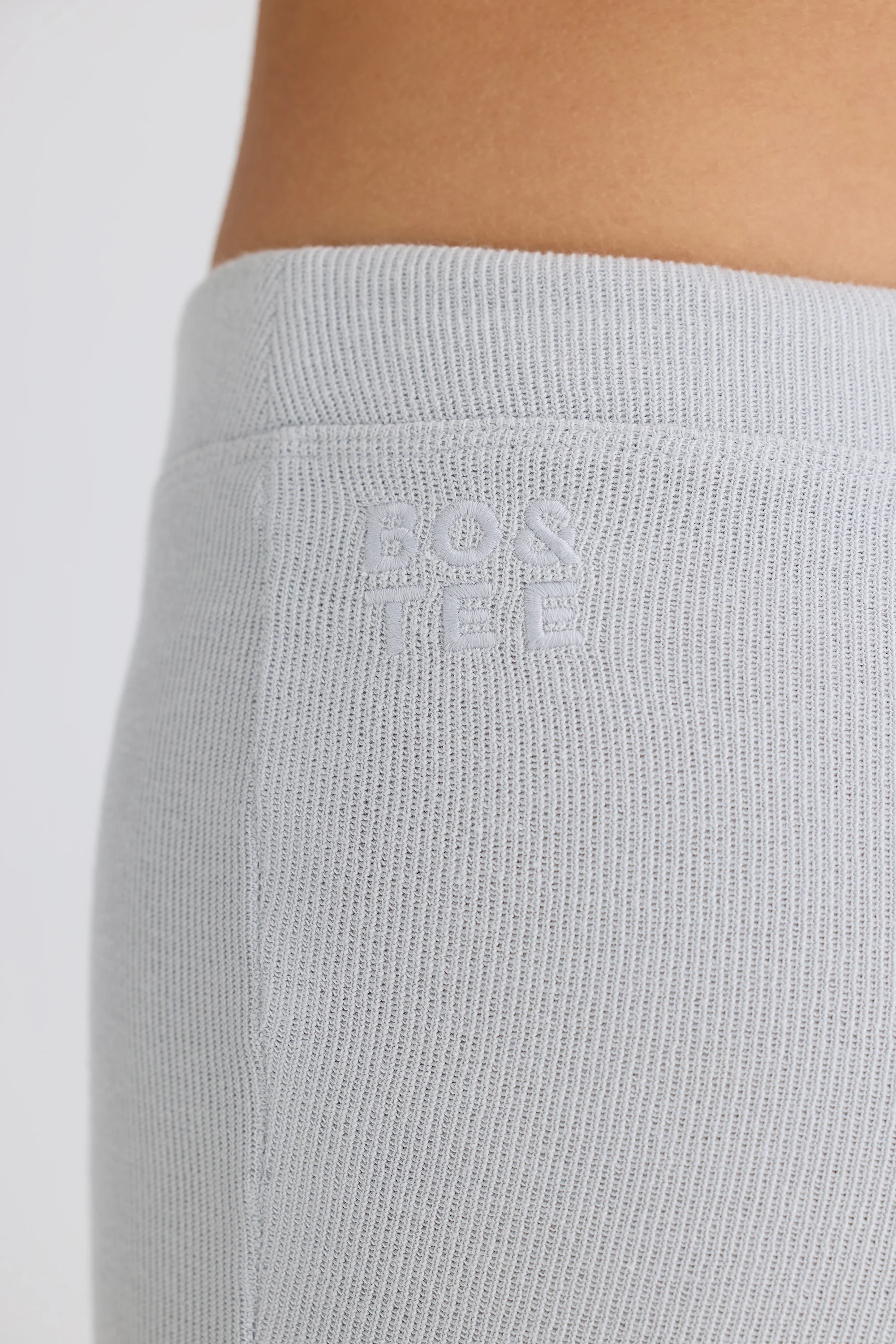 Textured Cotton Jersey Flared Trousers in Pacific Grey