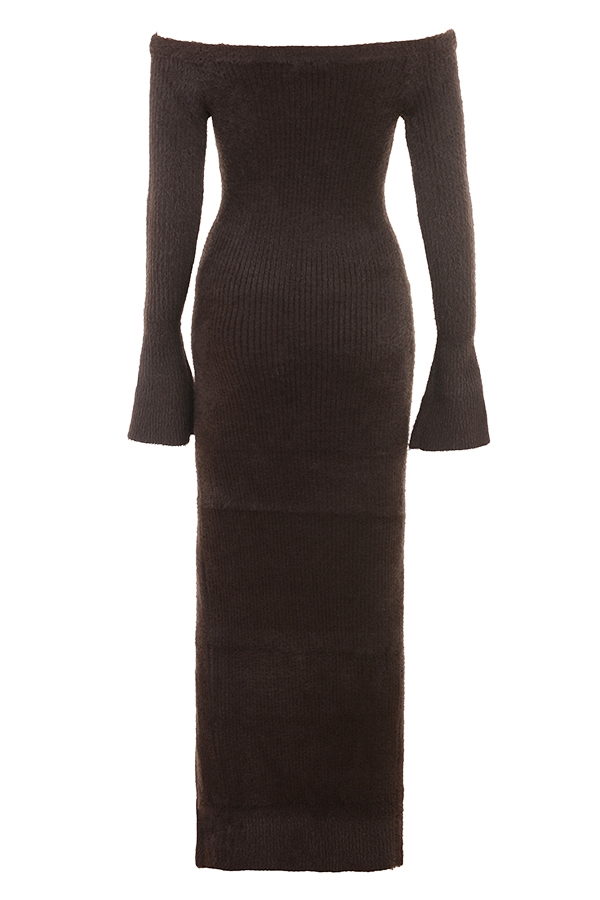Espresso Knit Off Shoulder Dress