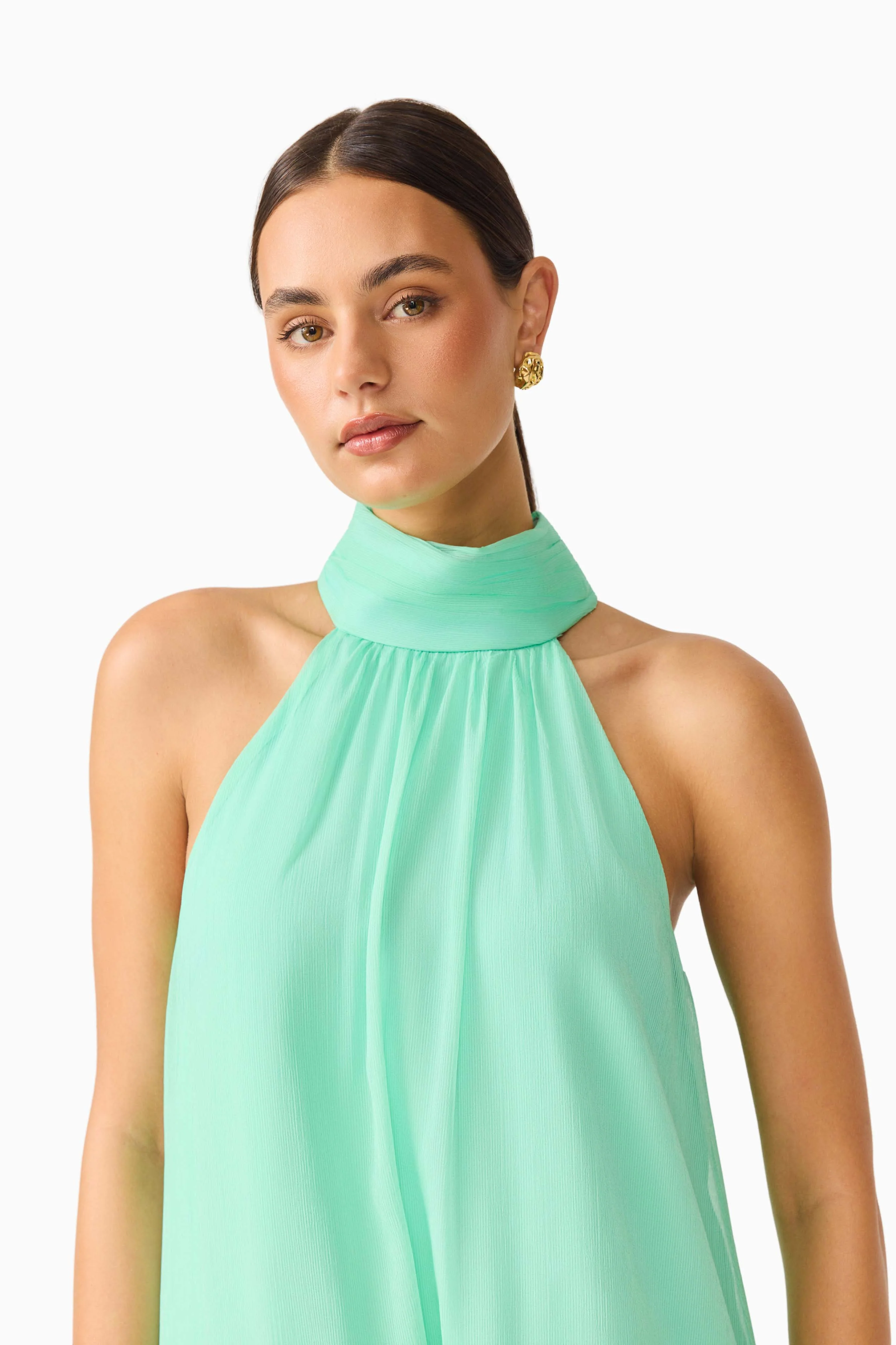 Carla Halter Gown in Mint Green