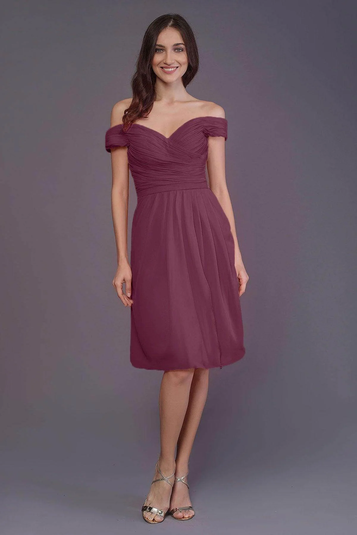 Sheath-Column Knee Length Short Bridesmaid Dress PR3485
