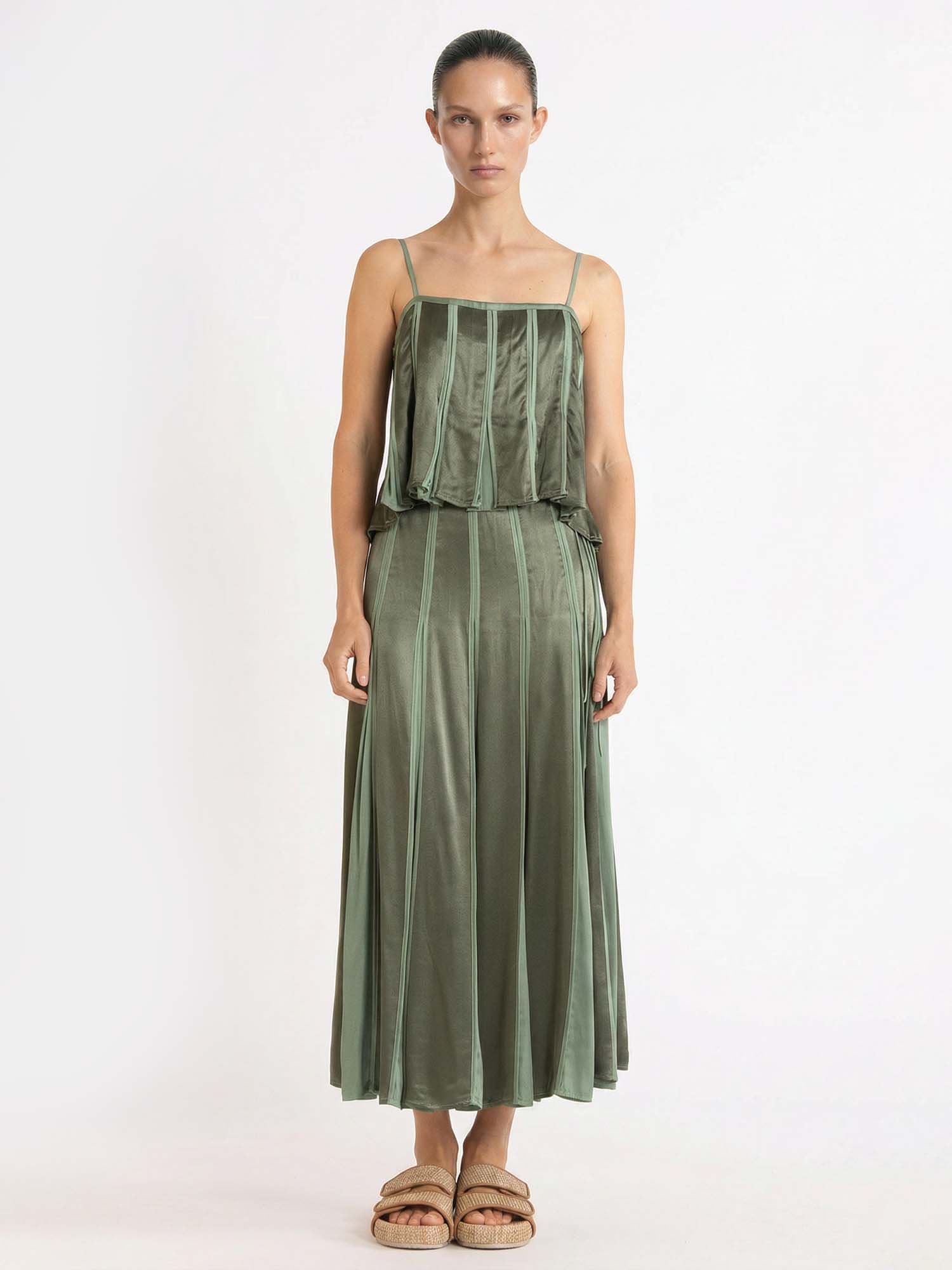 Sage Pleat Skirt