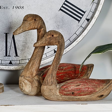 Red Wooden Ducks, Set of 2