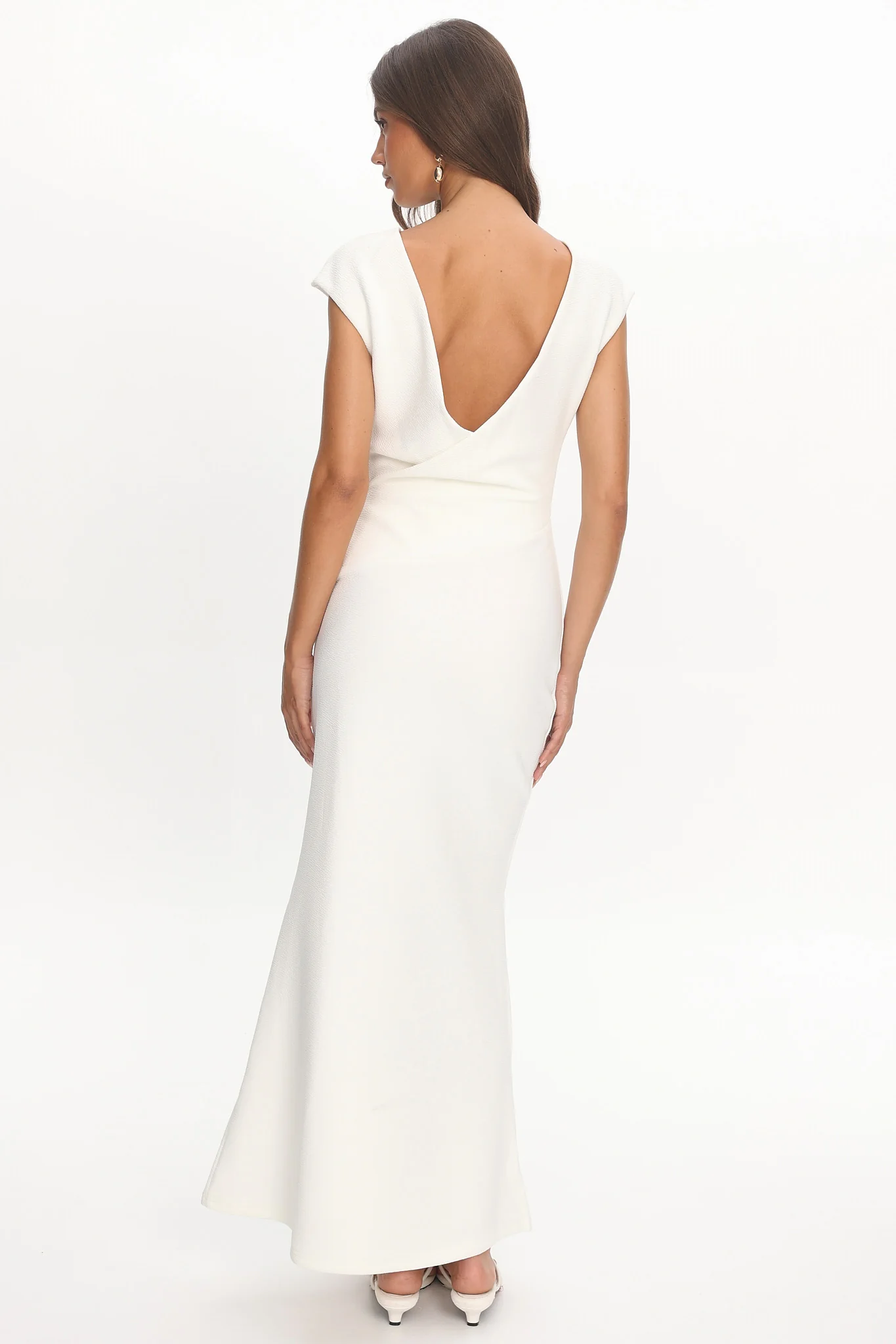 Zarae Cap Sleeve Surplice Back Maxi Dress White