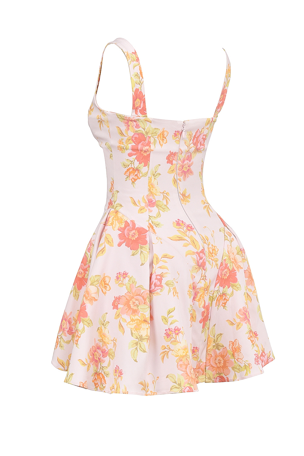 Peach Poppy Print Twill Mini Dress