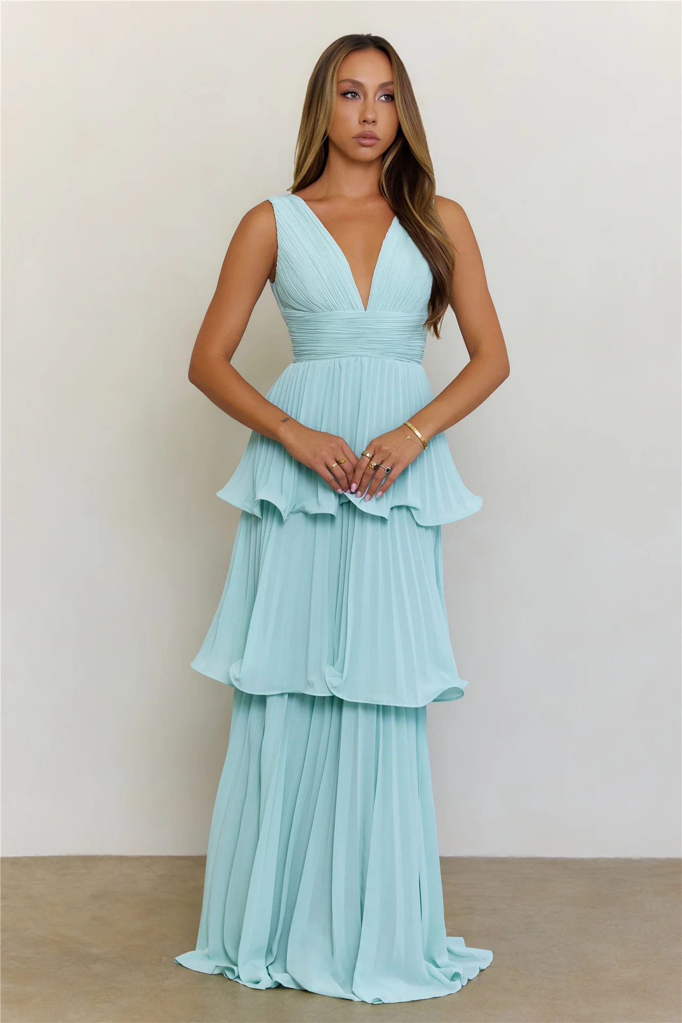 Sweet Romance Pleated Maxi Dress Sage