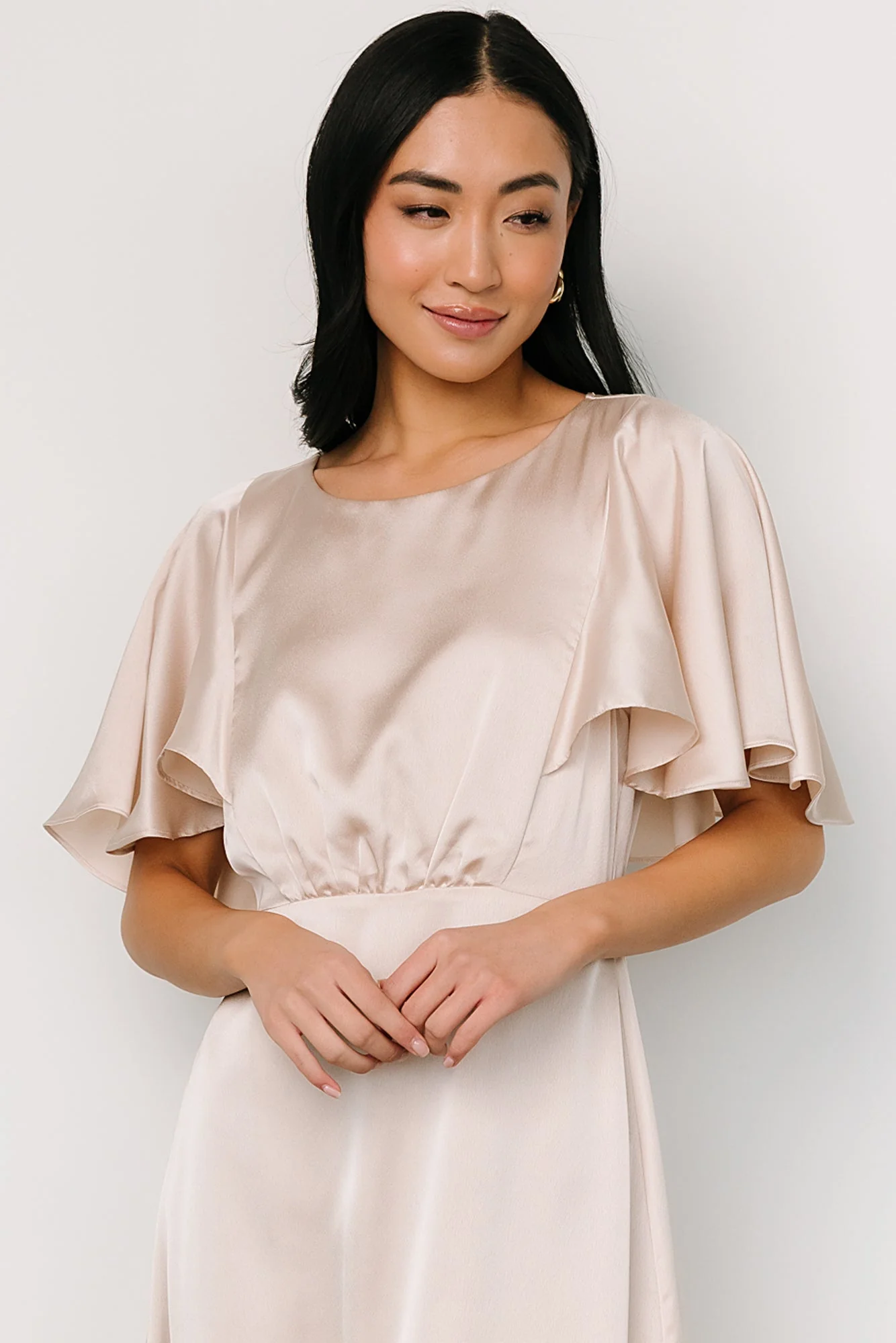 Cinta Satin Midi Dress | Champagne - luluinthesky