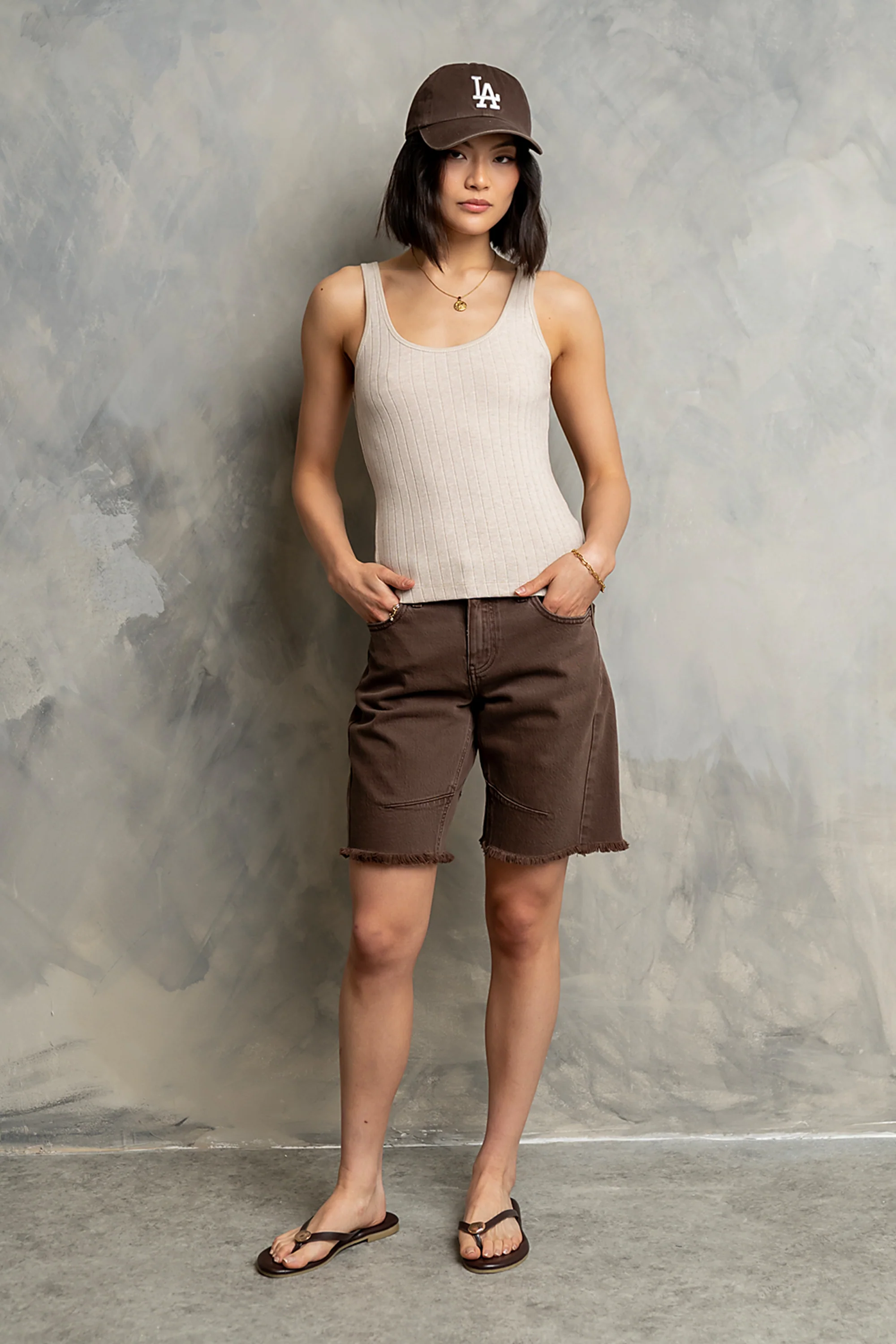 Aubryn Scoop Neck Tank in Oatmeal