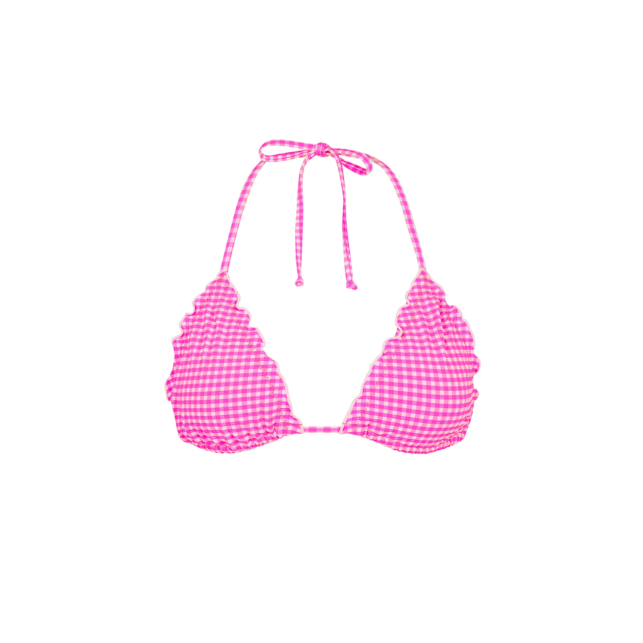Lettuce Edge Bralette Bikini Top - Pink Diva