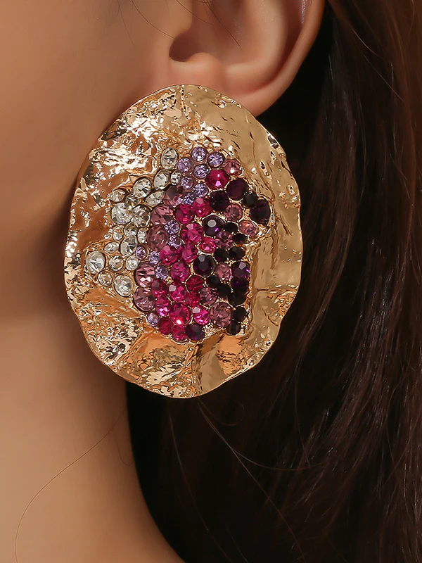 Irregularity Geometric Rhinestone Shiny Earrings Accessories